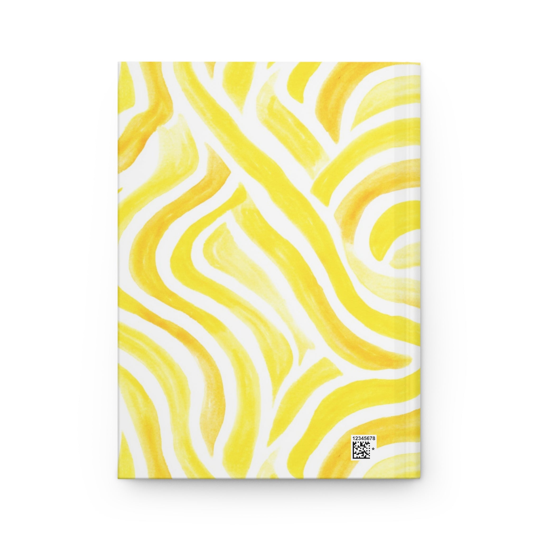 Yellow Abstract Swirl Hardcover Journal — Bright Wavy Pattern Notebook