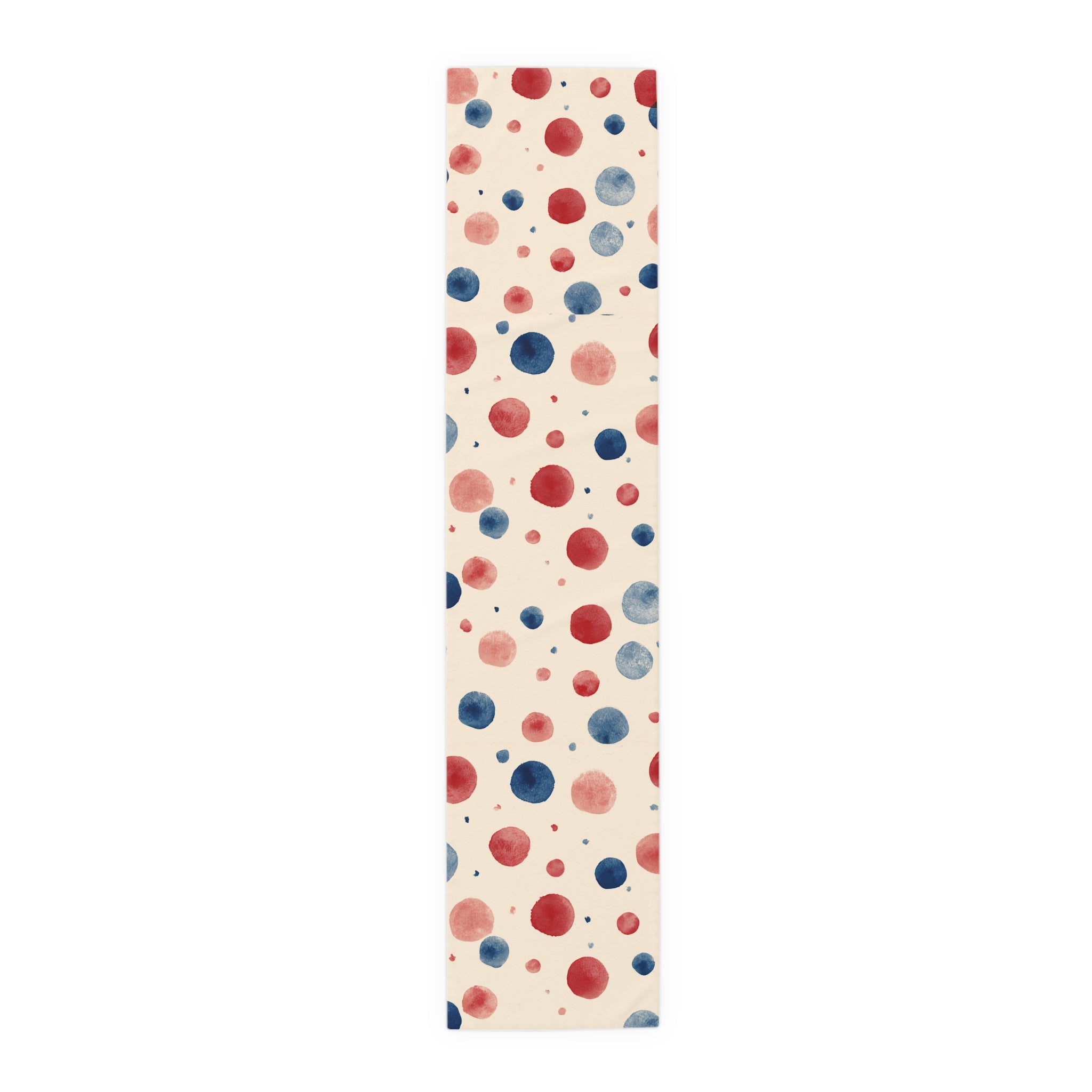 Watercolor Dot Table Runner — Neutral Blush & Navy Cotton-Poly Table Decor
