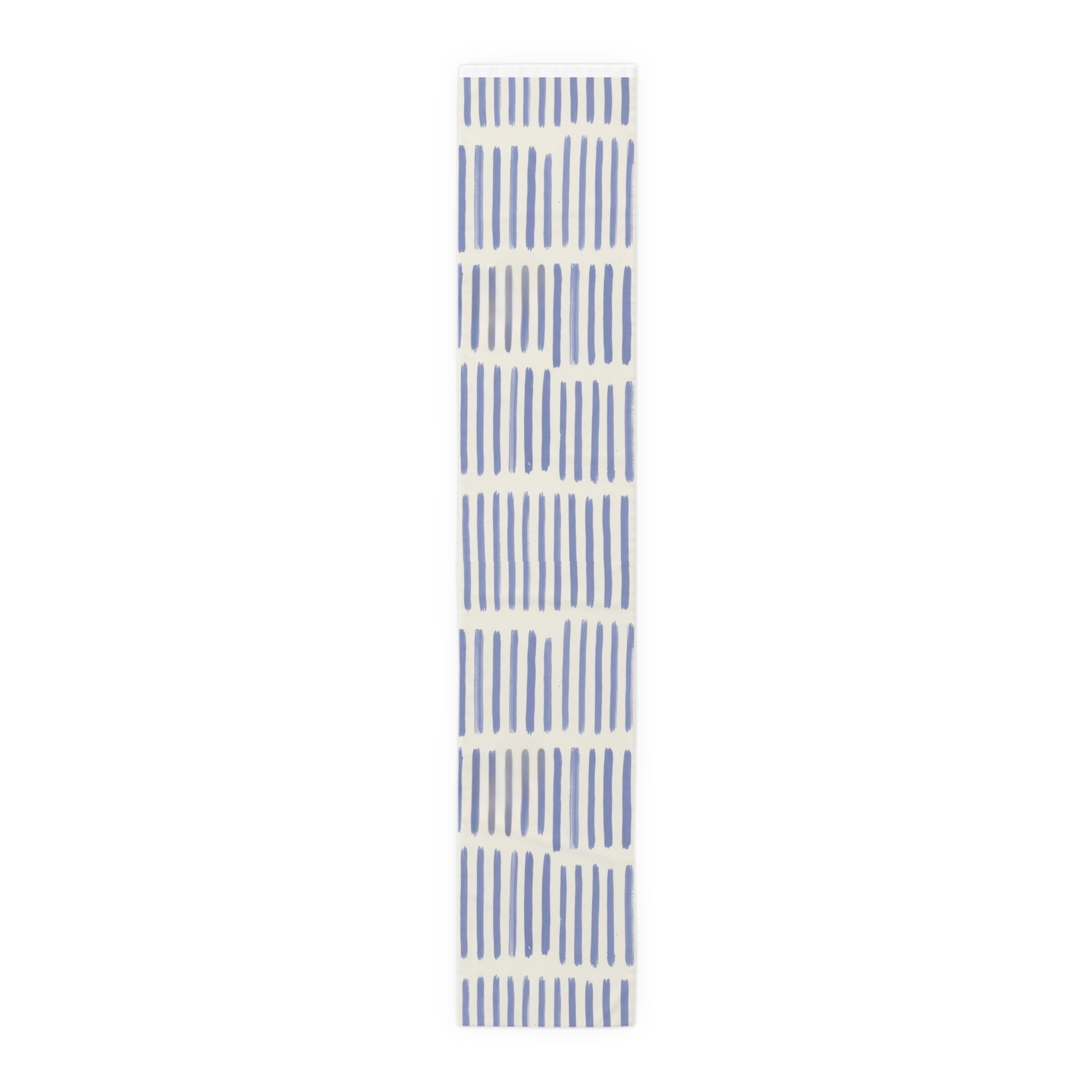 Blue Brushstroke Table Runner — Modern Cotton-Poly Dining Accent
