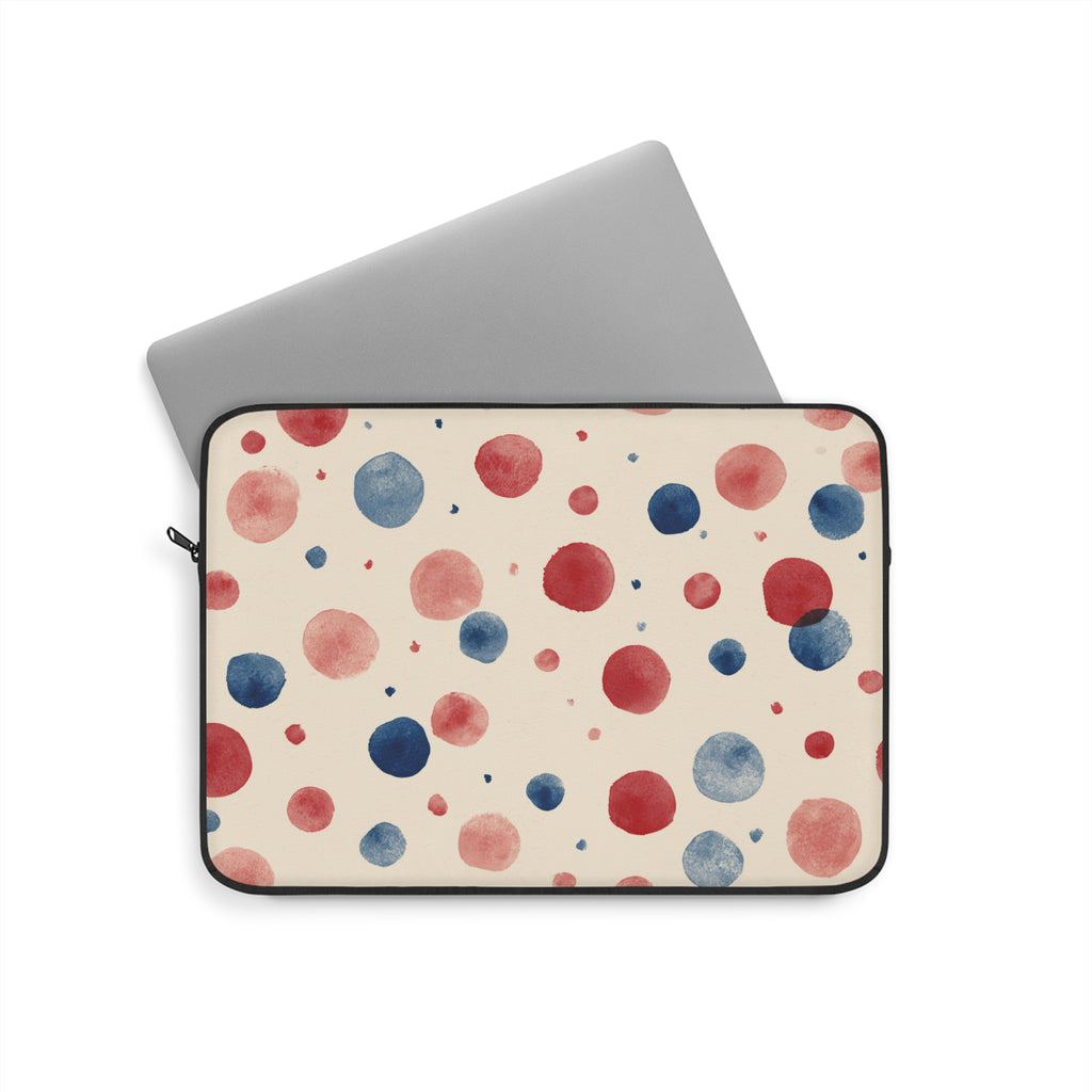 Watercolor Polka Dot Laptop Sleeve – Red & Blue Retro Spot Protection