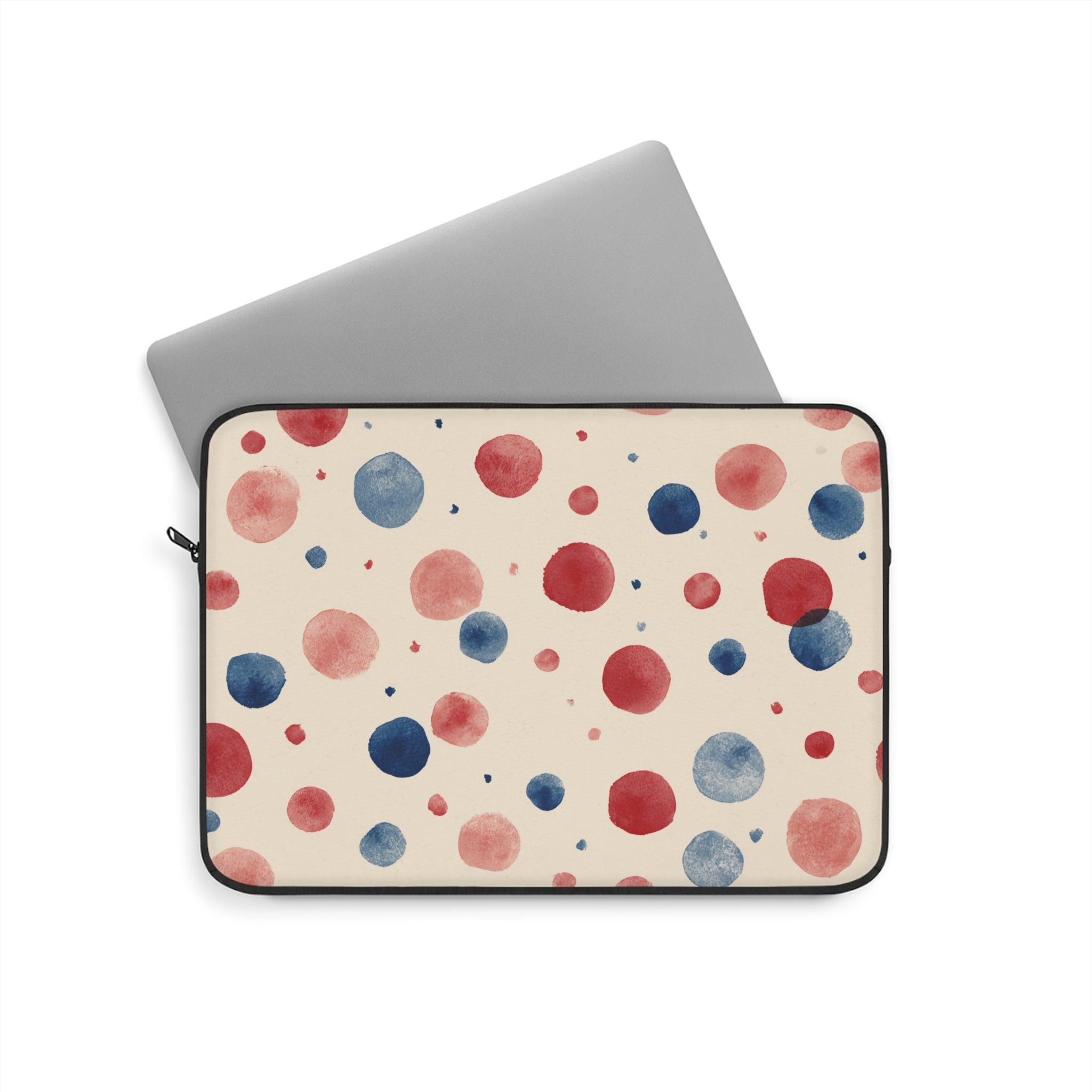 Watercolor Polka Dot Laptop Sleeve – Red & Blue Retro Spot Protection