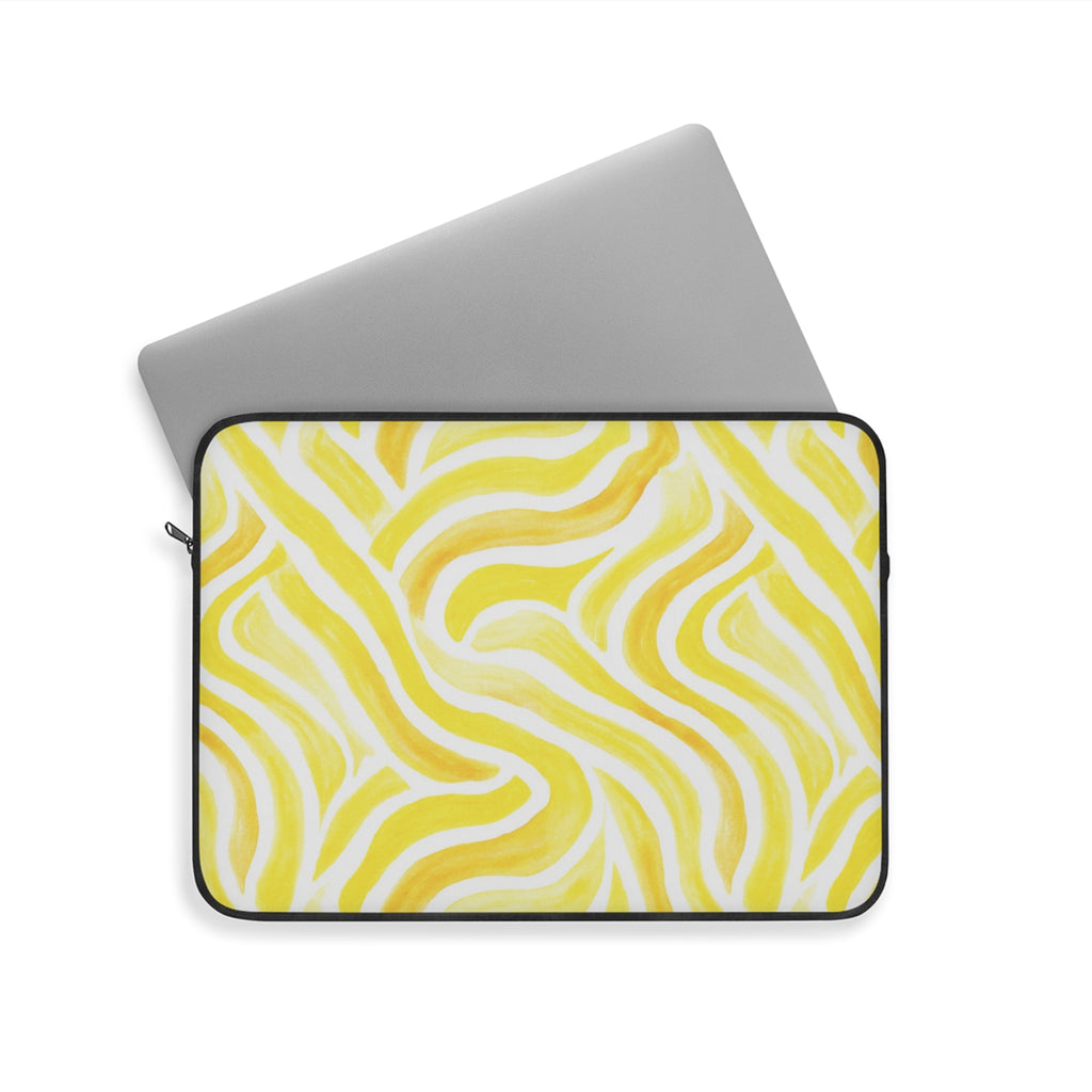 Yellow Abstract Zebra Print Laptop Sleeve
