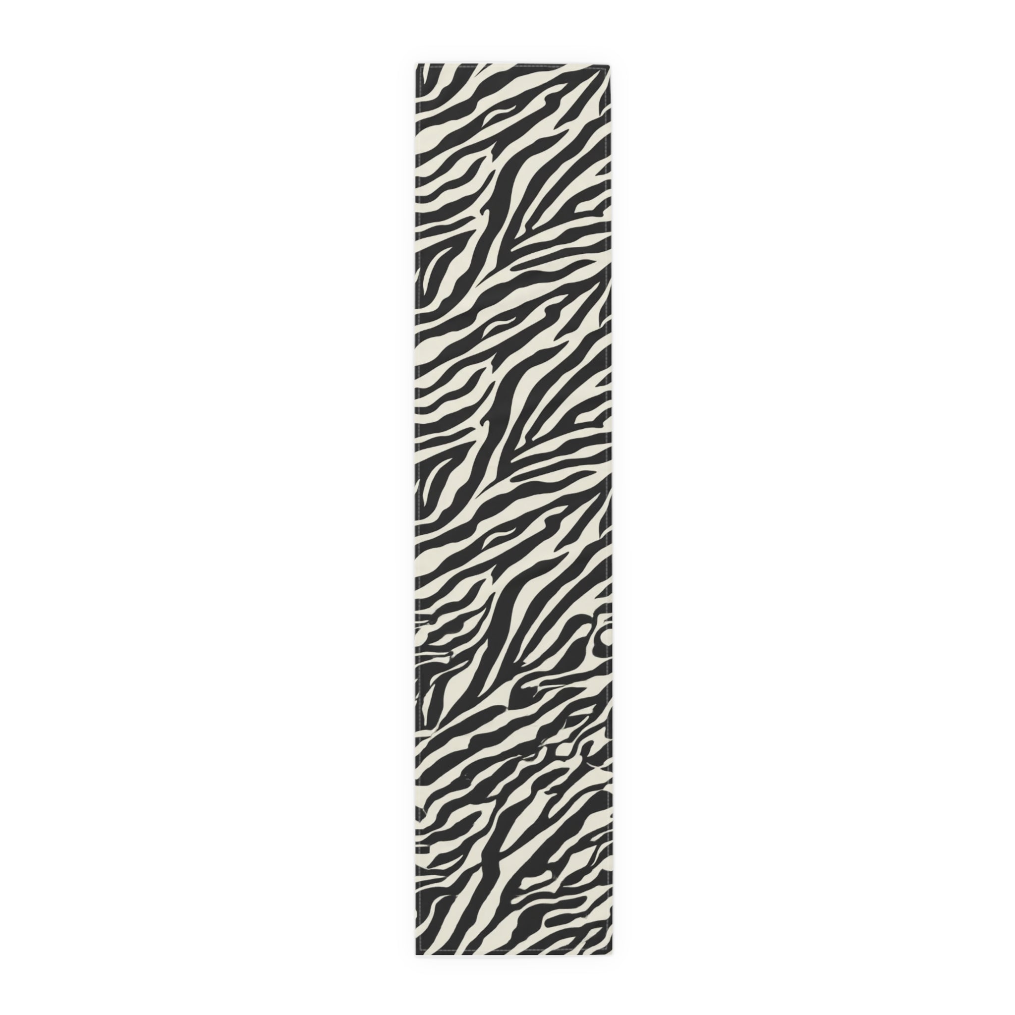 Zebra Print Table Runner — Black & White Animal Stripe Dining Decor