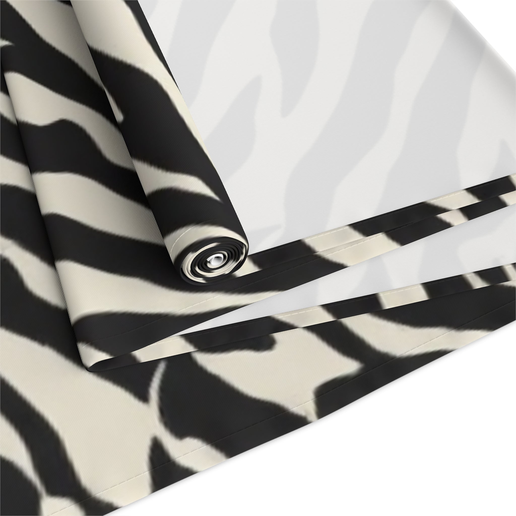 Zebra Print Table Runner — Black & White Animal Stripe Dining Decor