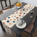 Watercolor Dot Table Runner — Neutral Blush & Navy Cotton-Poly Table Decor