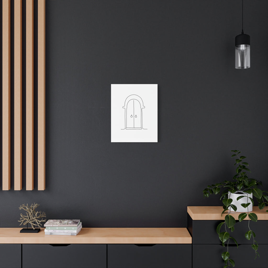 Minimalist Arched Door Line Art Canvas Print — Matte Stretched Wall Decor