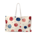 Watercolor Dot Weekender Bag — Red & Blue Polka Dot Travel Tote