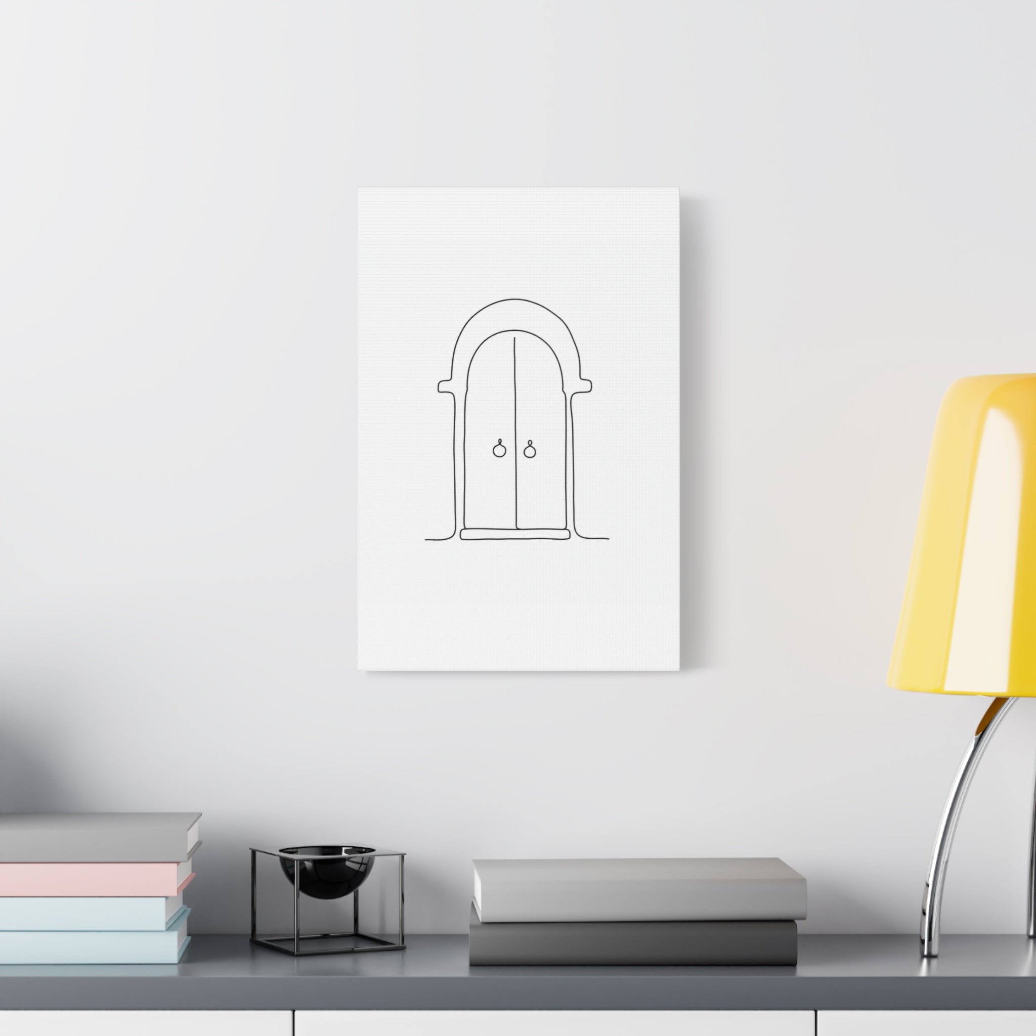 Minimalist Arched Door Line Art Canvas Print — Matte Stretched Wall Decor