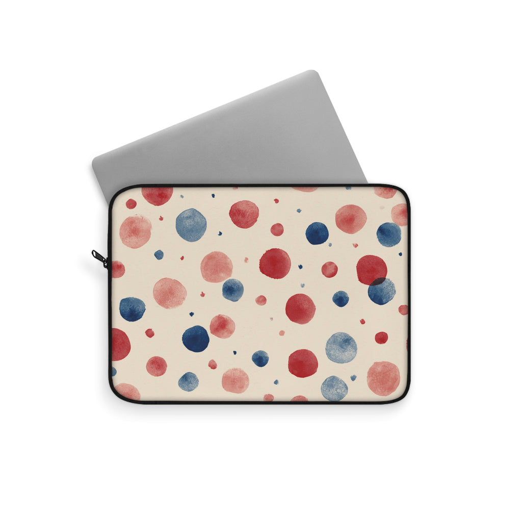 Watercolor Polka Dot Laptop Sleeve – Red & Blue Retro Spot Protection