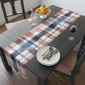 Plaid Watercolor Table Runner — Blue & Blush Cotton-Poly Decor