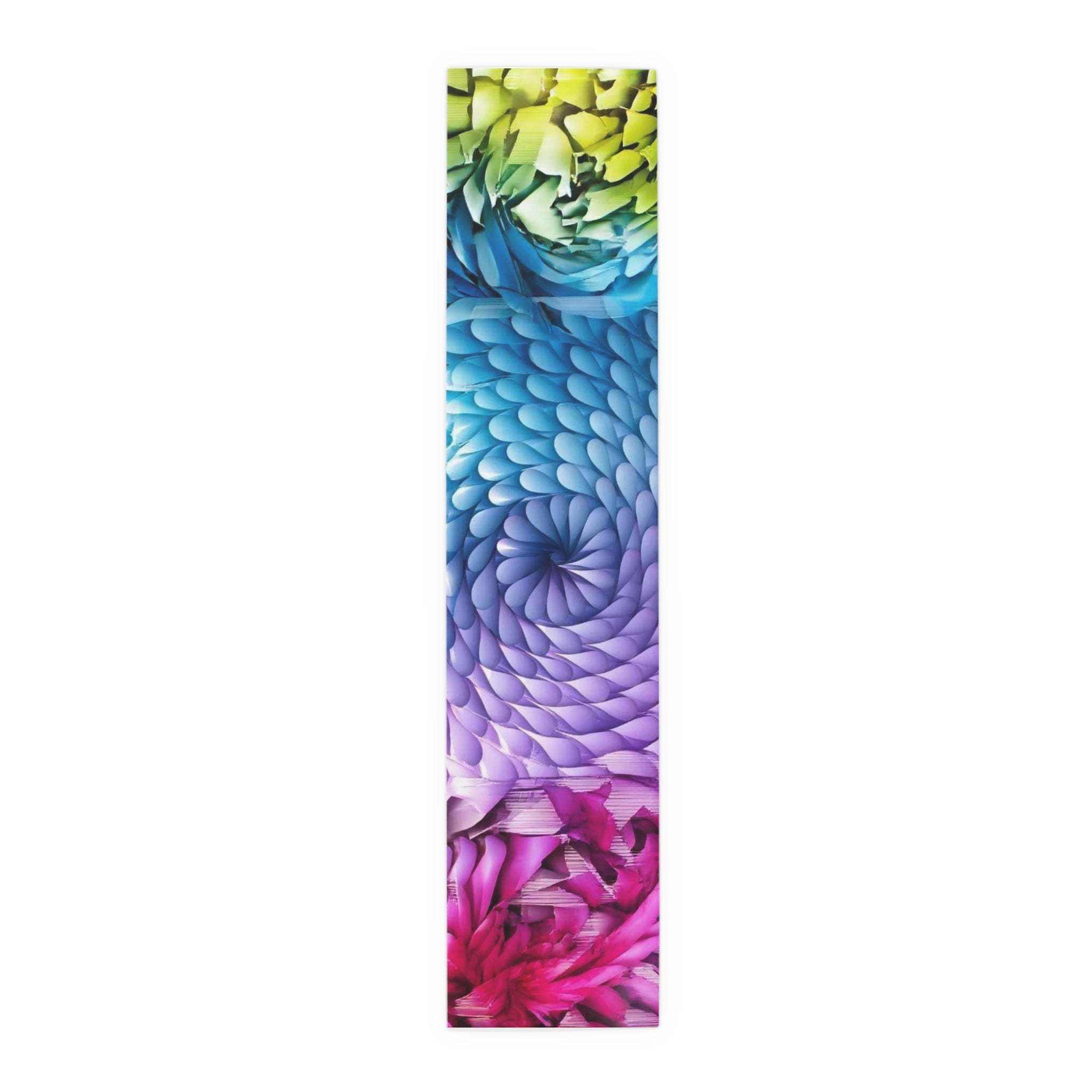 Color Burst Floral Table Runner — Rainbow Spiral Cotton-Blend Dining Decor