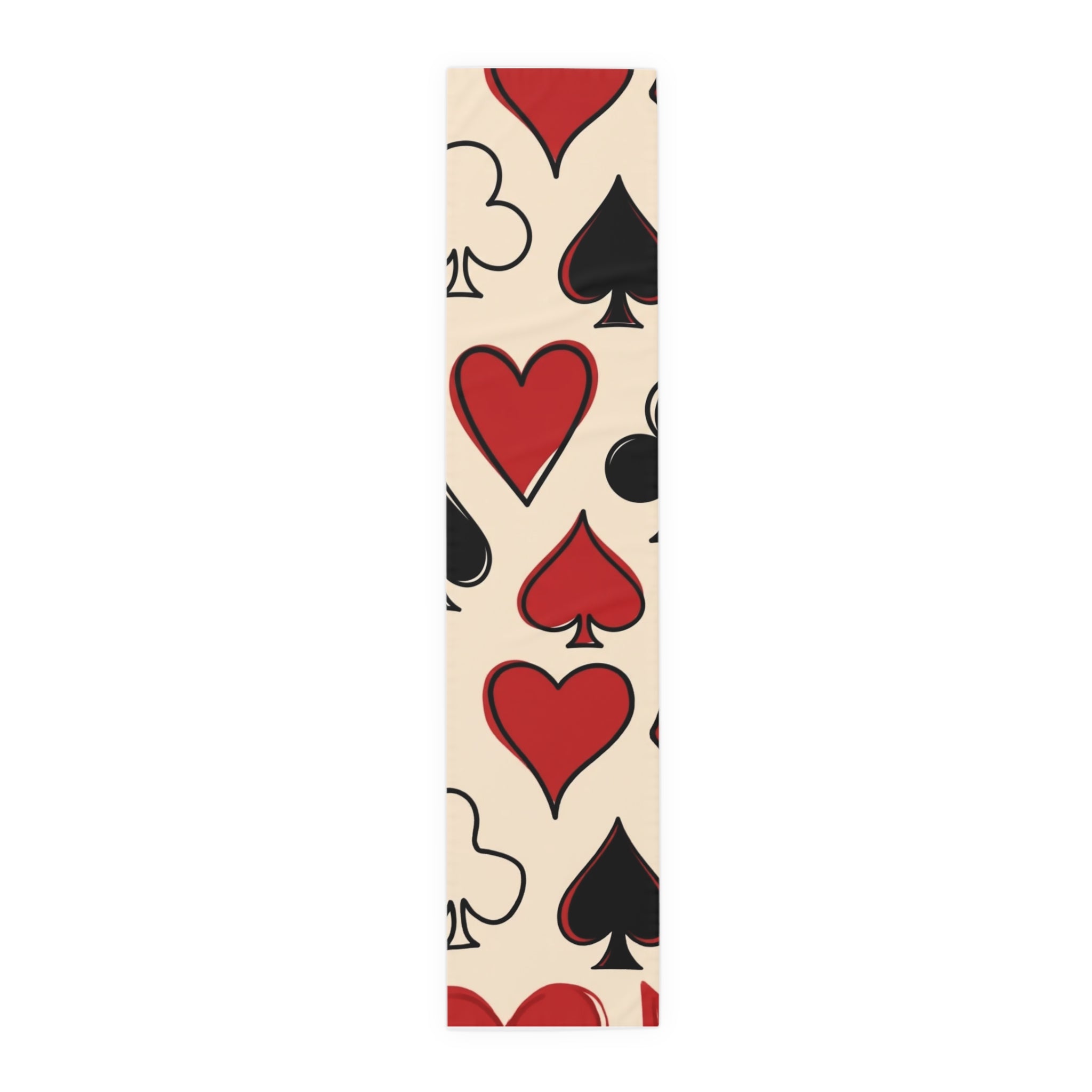 Card Suits Table Runner — Hearts & Spades Repeating Pattern Cotton-Poly Runner