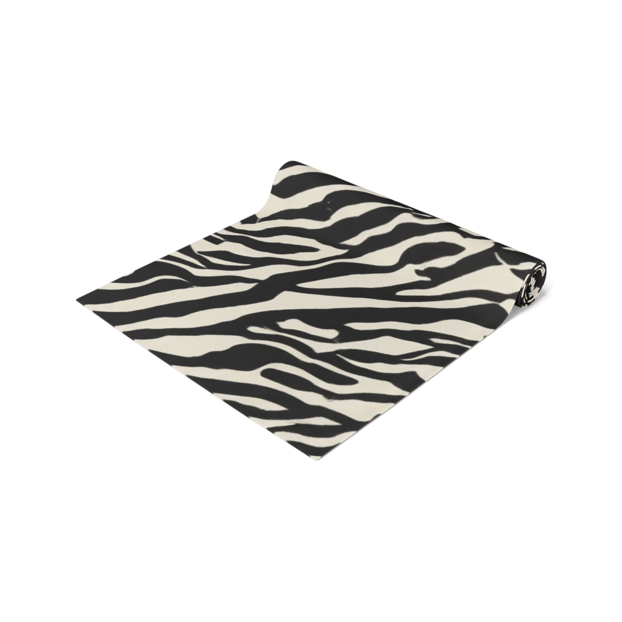Zebra Print Table Runner — Black & White Animal Stripe Dining Decor