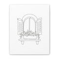 Window Shutter Line Art Canvas Print — Minimal Botanical Wall Decor