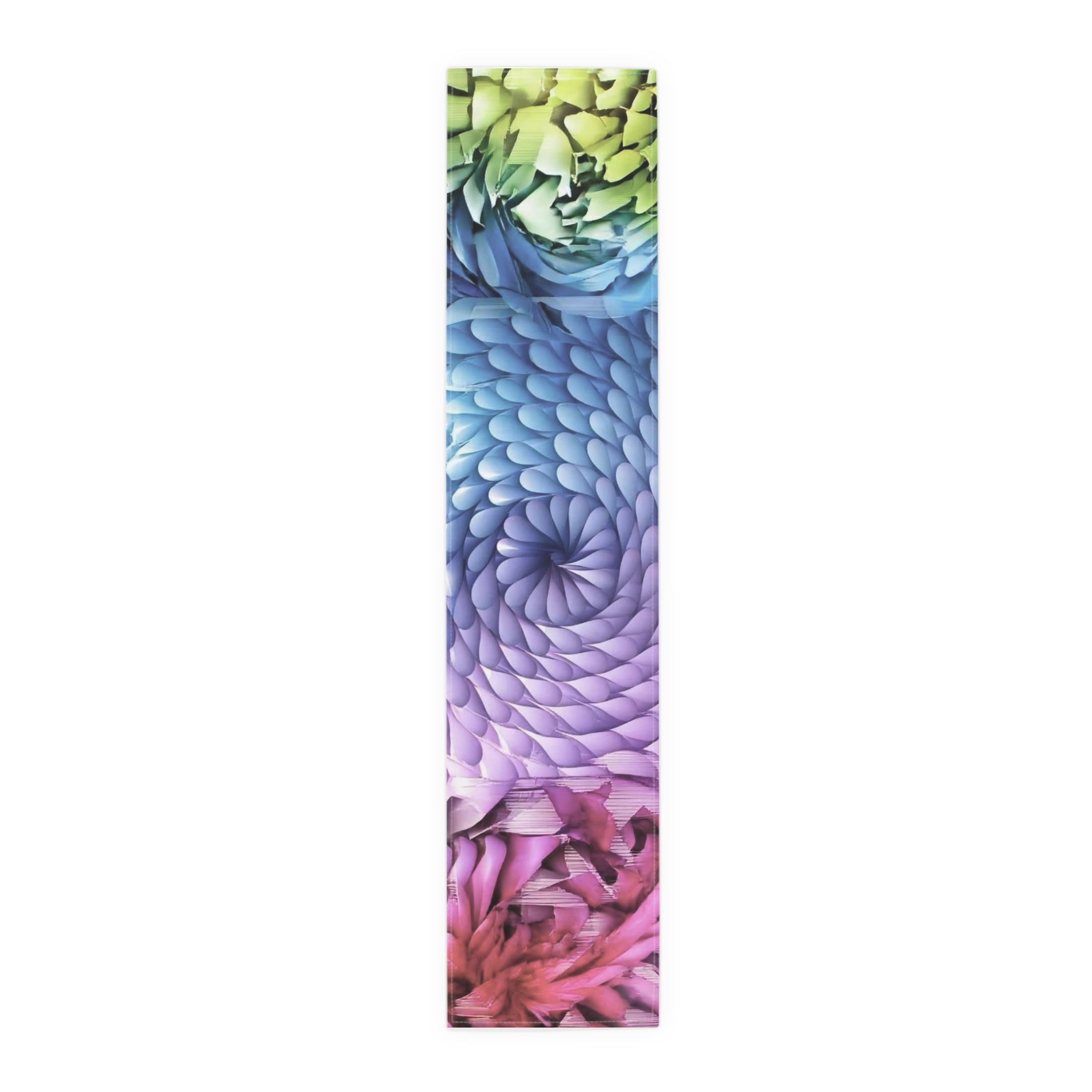 Color Burst Floral Table Runner — Rainbow Spiral Cotton-Blend Dining Decor