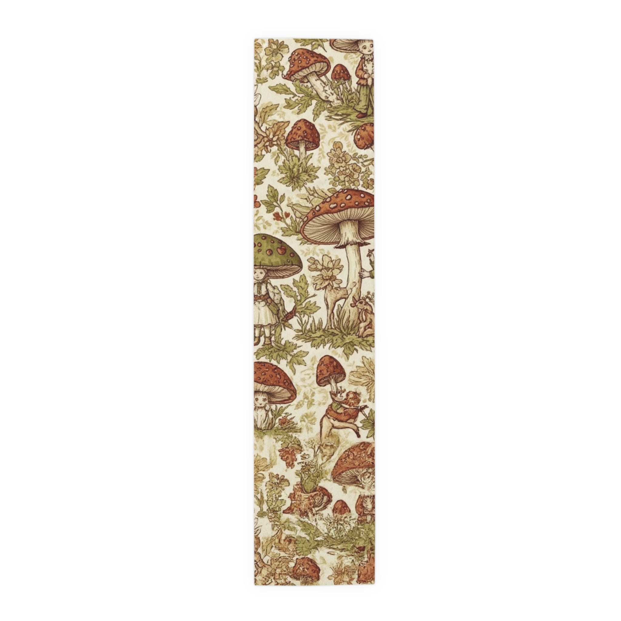 Mushroom Forest Table Runner — Vintage Botanical Cotton-Polyblend