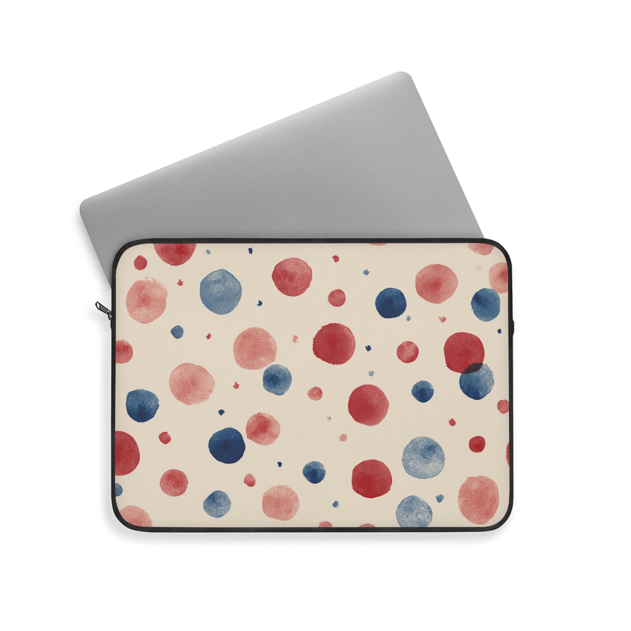 Watercolor Polka Dot Laptop Sleeve – Red & Blue Retro Spot Protection