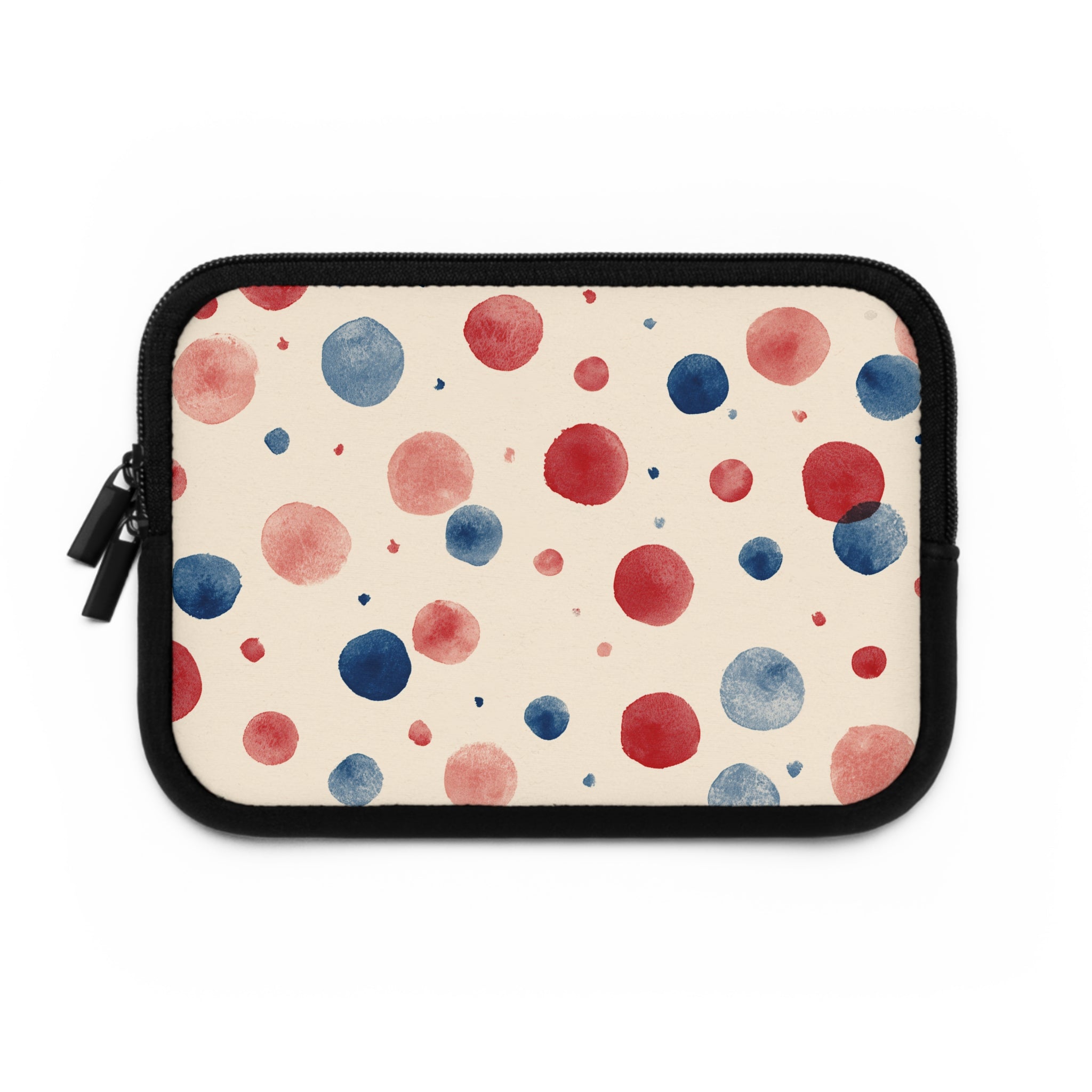 Watercolor Polka Dot Laptop Sleeve – Red & Blue Dots on Cream