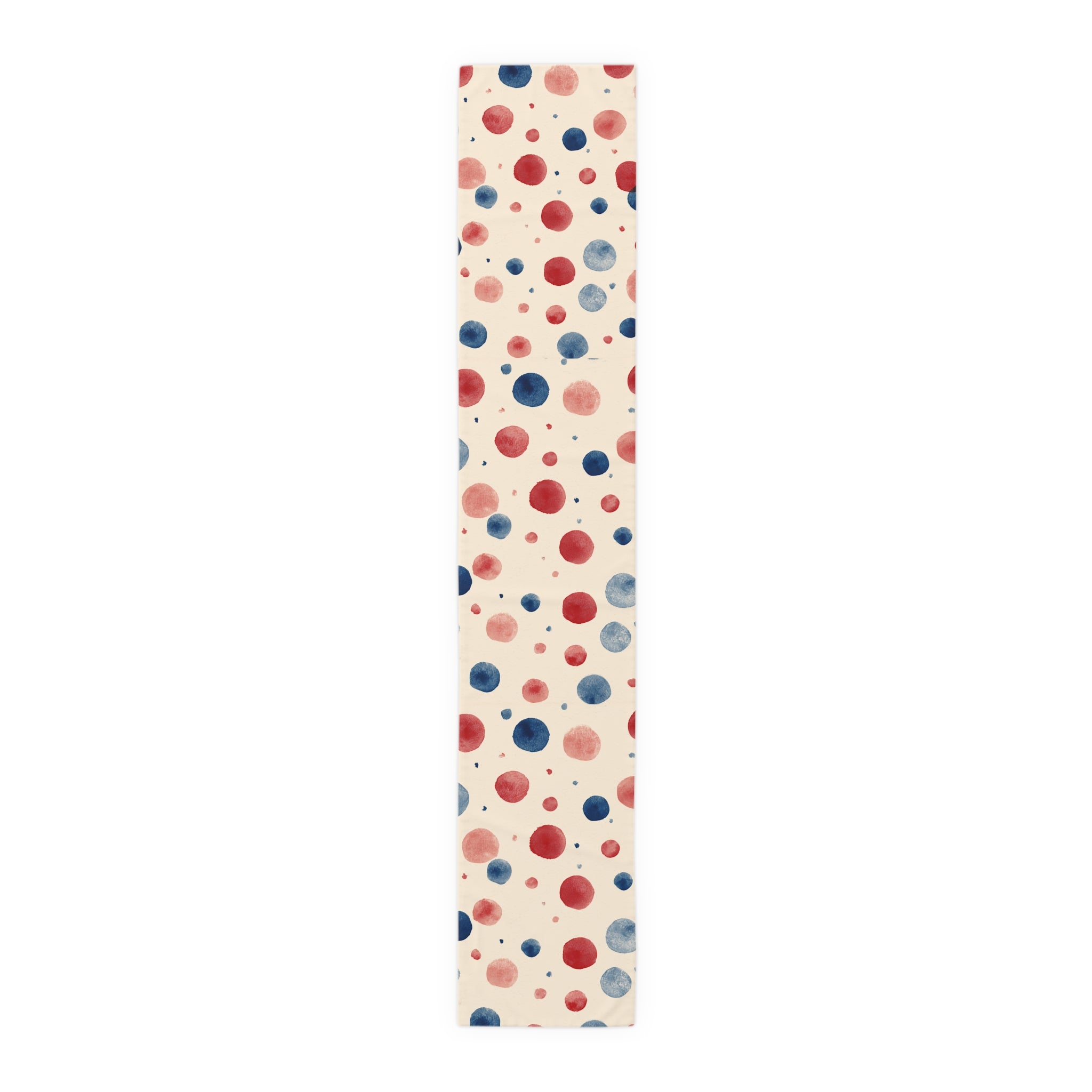 Watercolor Dot Table Runner — Neutral Blush & Navy Cotton-Poly Table Decor
