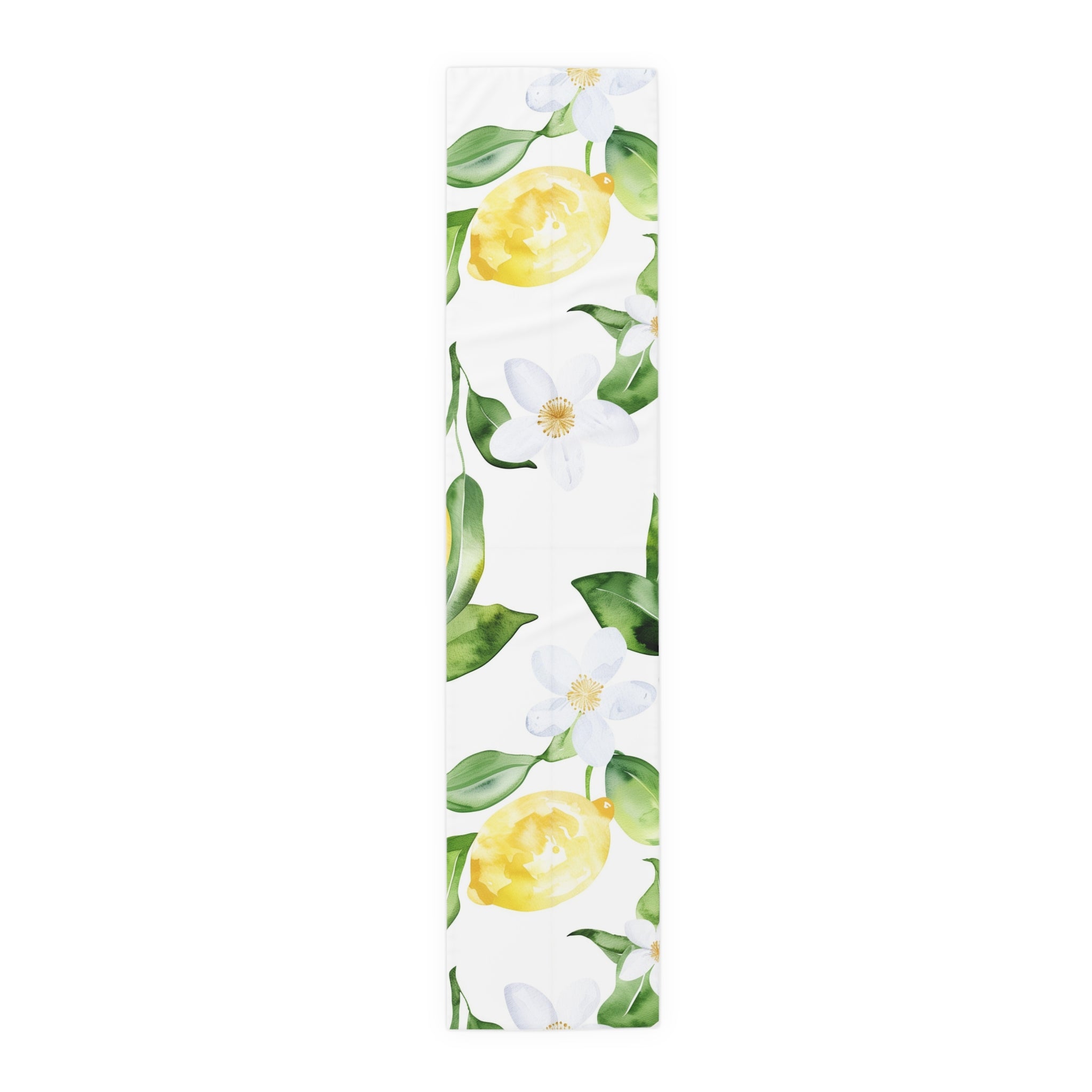 Lemon Blossom Table Runner — Citrus Floral Cotton-Poly Decor