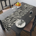 Zebra Print Table Runner — Black & White Animal Stripe Dining Decor