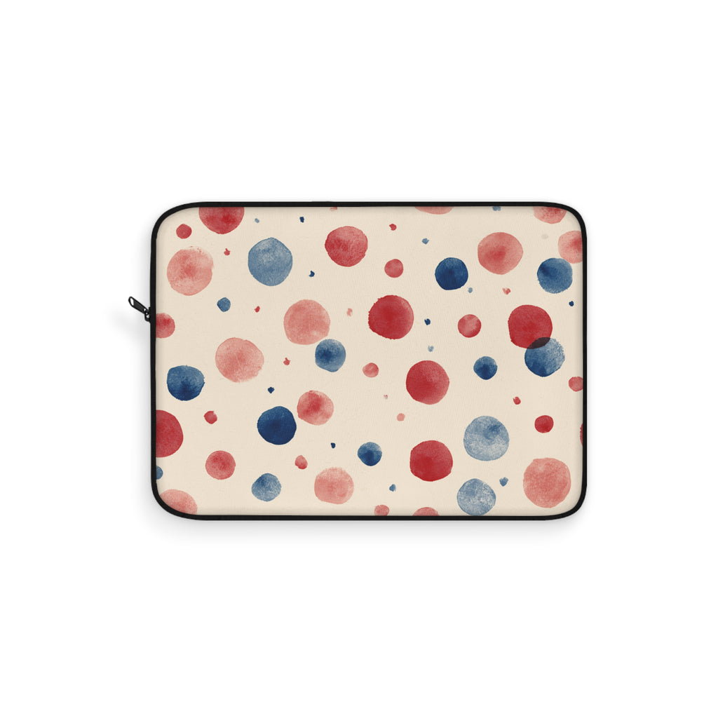 Watercolor Polka Dot Laptop Sleeve – Red & Blue Retro Spot Protection