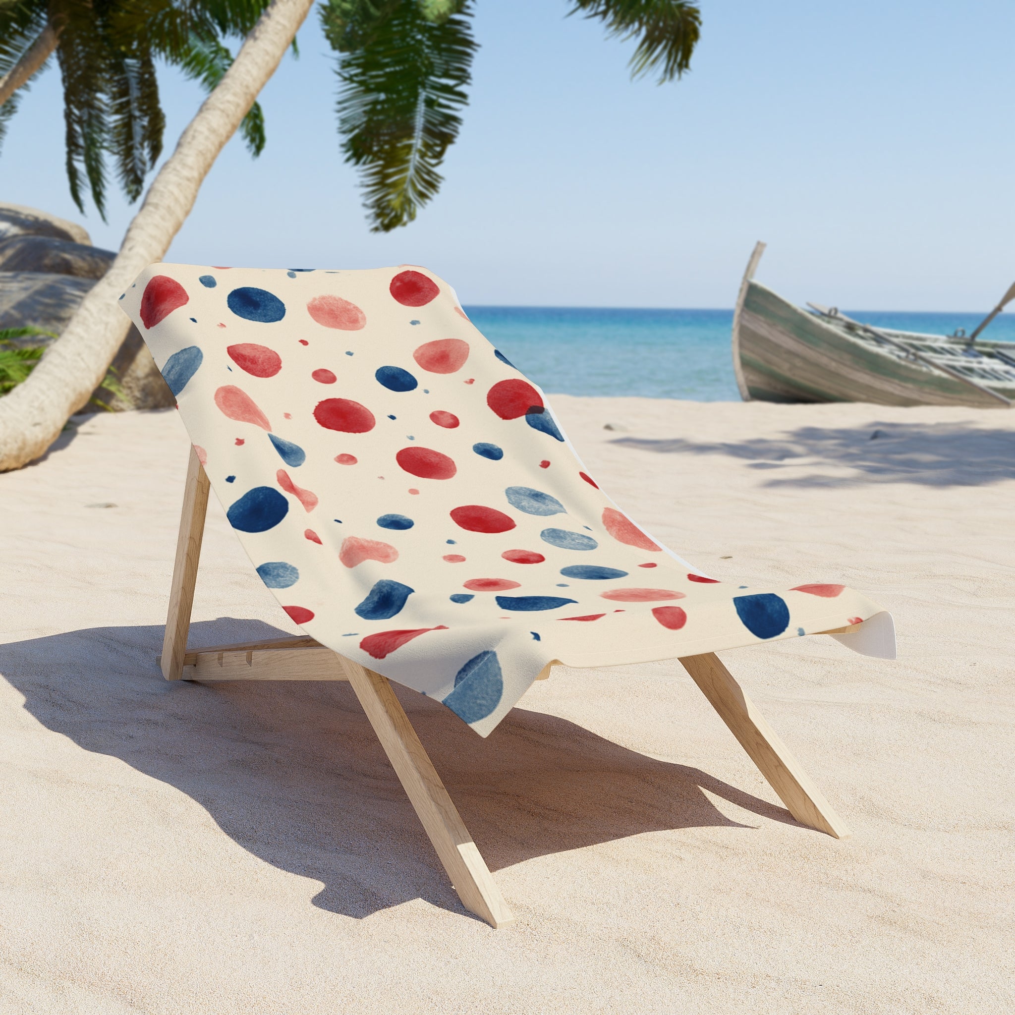 Polka Dot Beach Towel – Red, White, & Blue Watercolor Dots
