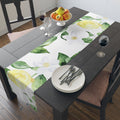 Lemon Blossom Table Runner — Citrus Floral Cotton-Poly Decor