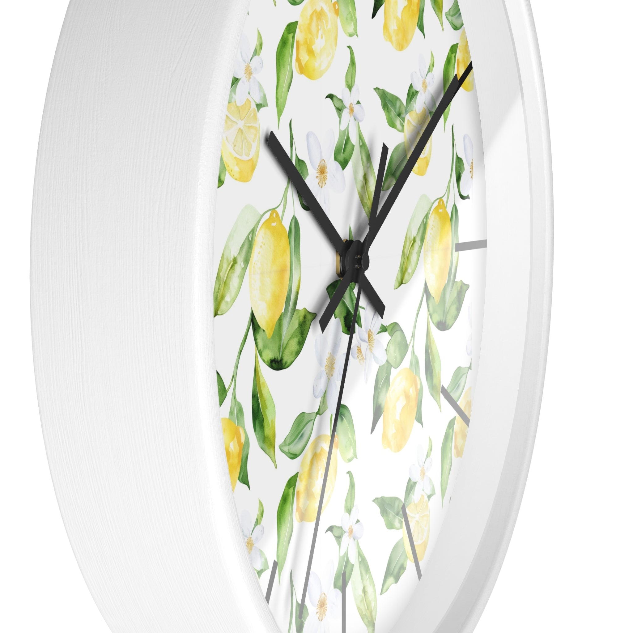 Lemon Blossom Wall Clock — Bright Botanical Kitchen Clock