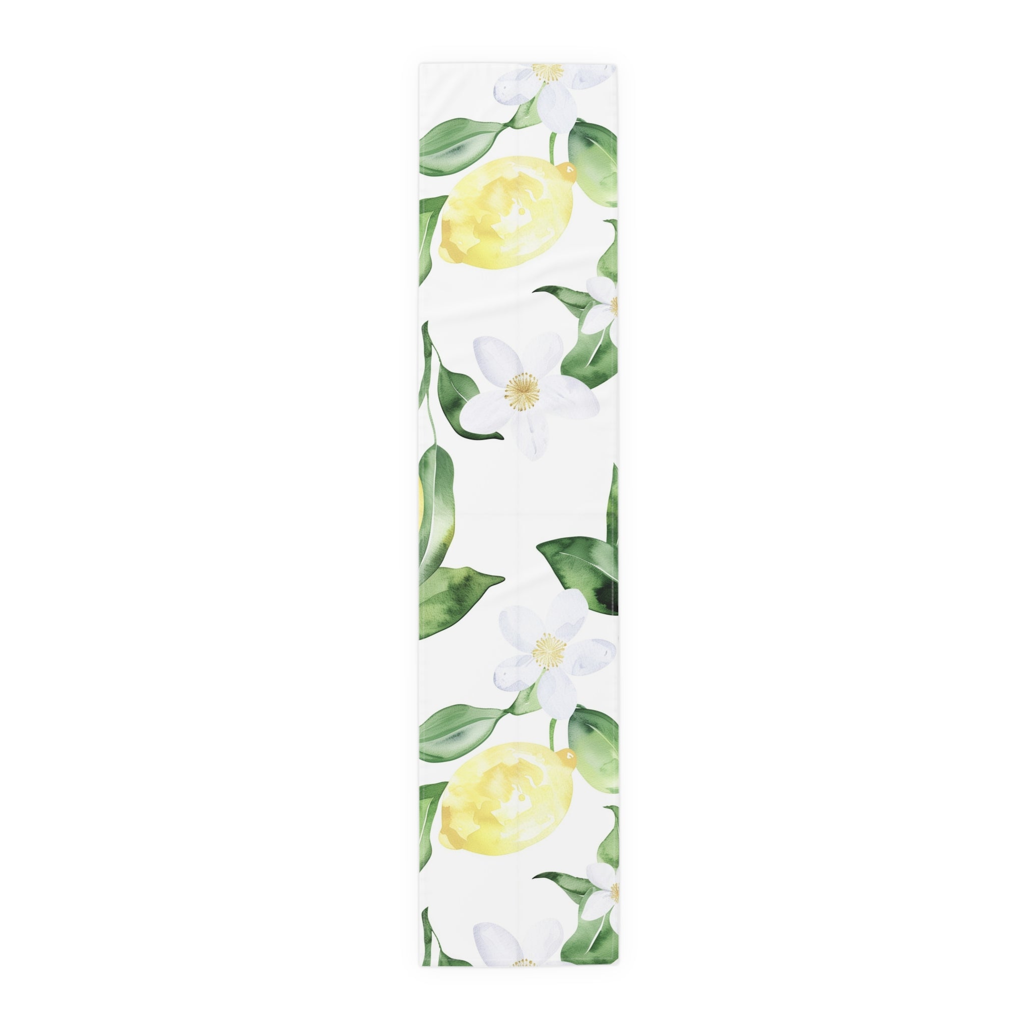 Lemon Blossom Table Runner — Citrus Floral Cotton-Poly Decor