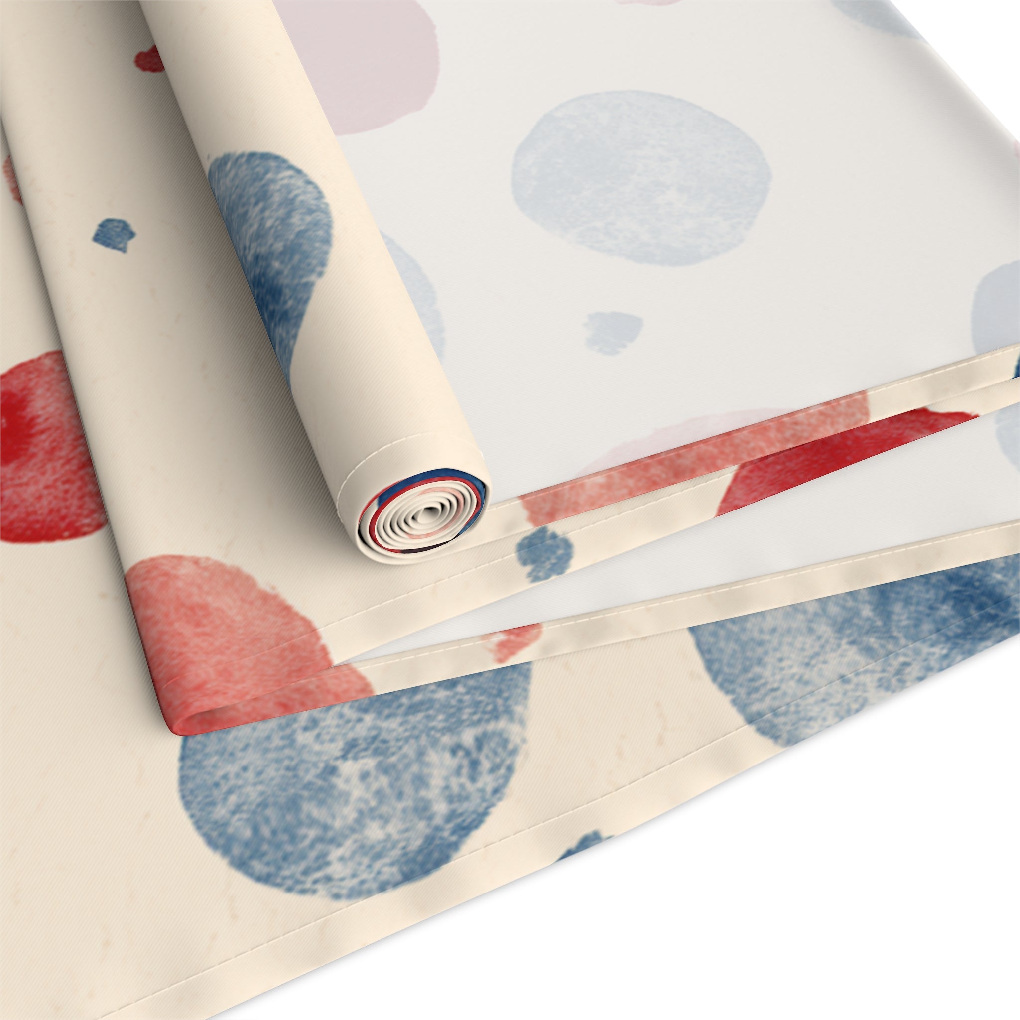 Watercolor Dot Table Runner — Neutral Blush & Navy Cotton-Poly Table Decor