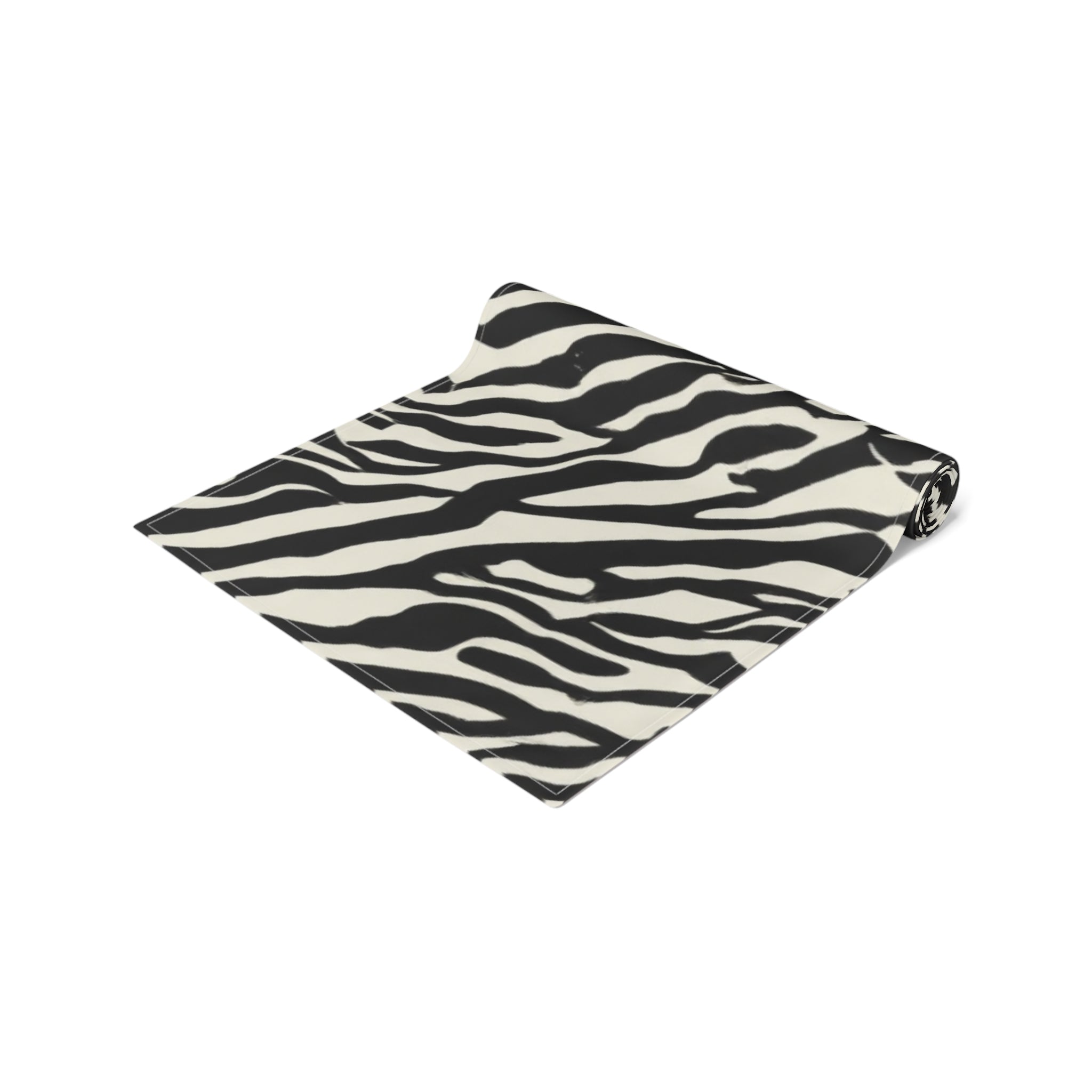 Zebra Print Table Runner — Black & White Animal Stripe Dining Decor