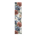 Floral Cotton-Poly Table Runner — Blue & Rust Watercolor Garden