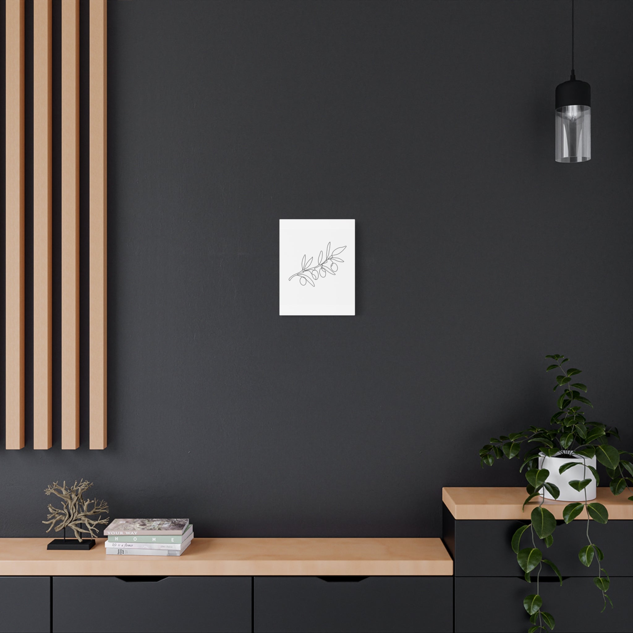 Olive Branch Line Art Canvas