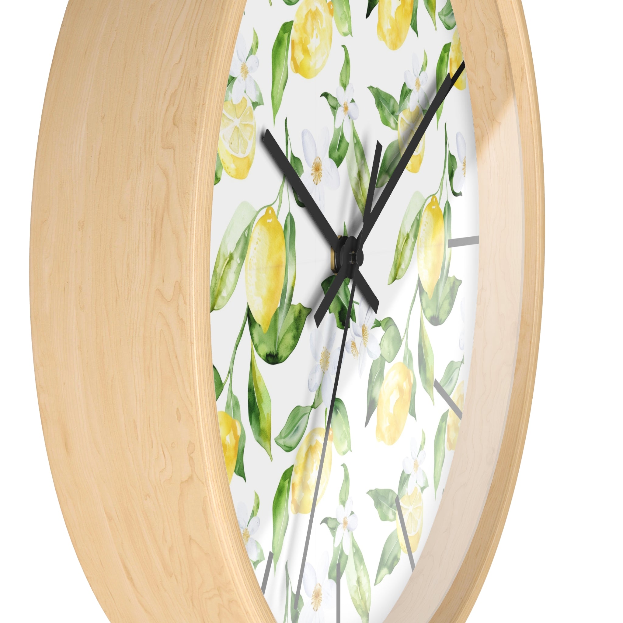 Lemon Blossom Wall Clock — Bright Botanical Kitchen Clock