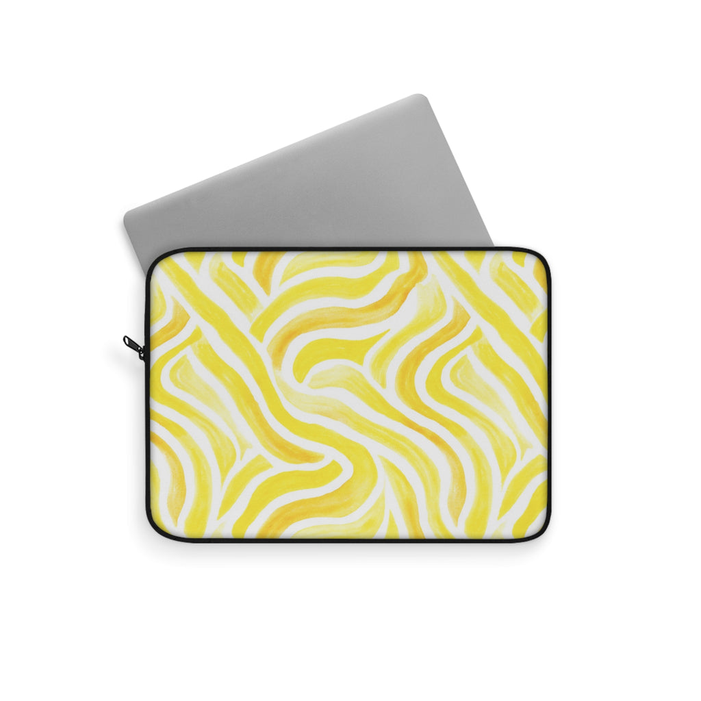 Yellow Abstract Zebra Print Laptop Sleeve