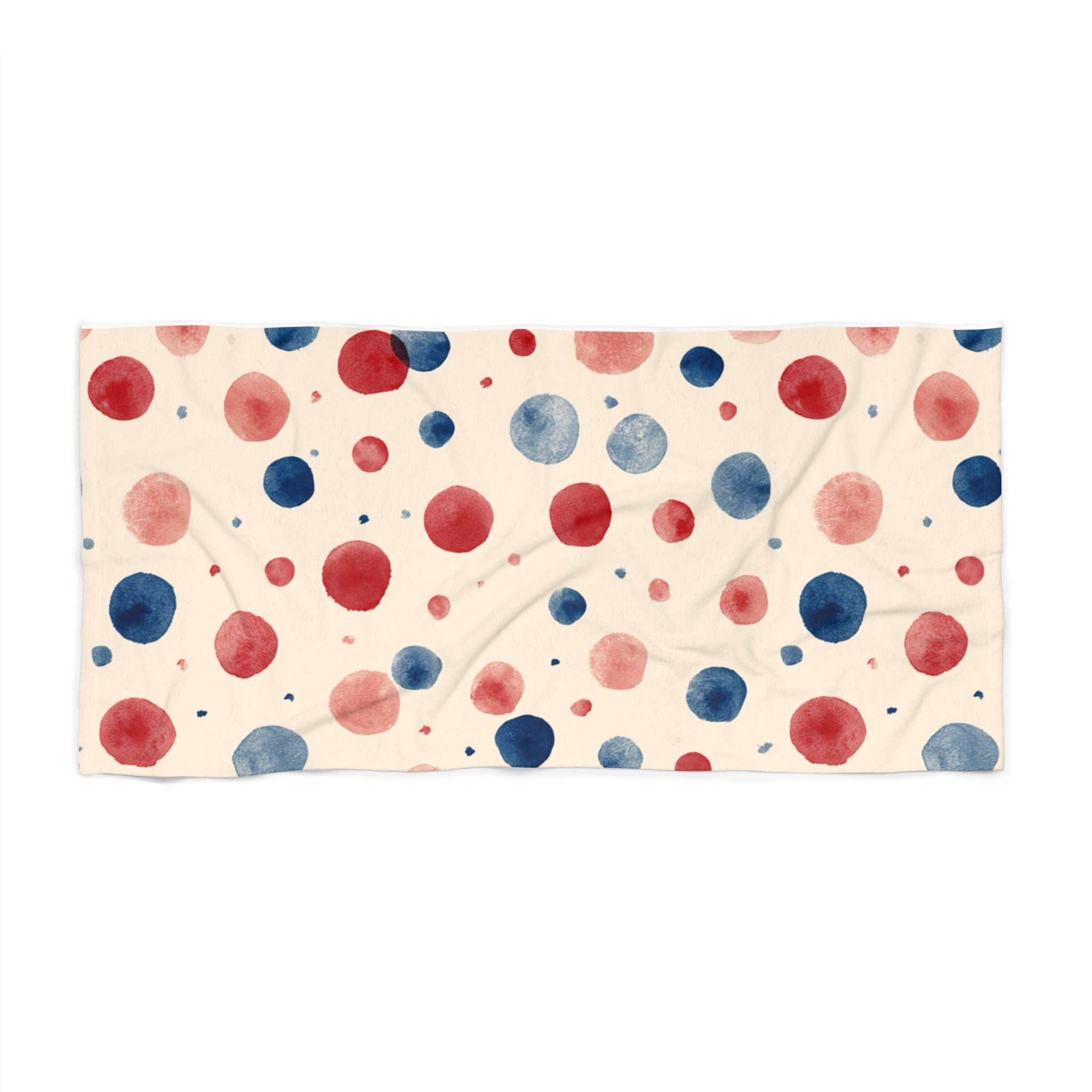 Polka Dot Beach Towel – Red, White, & Blue Watercolor Dots