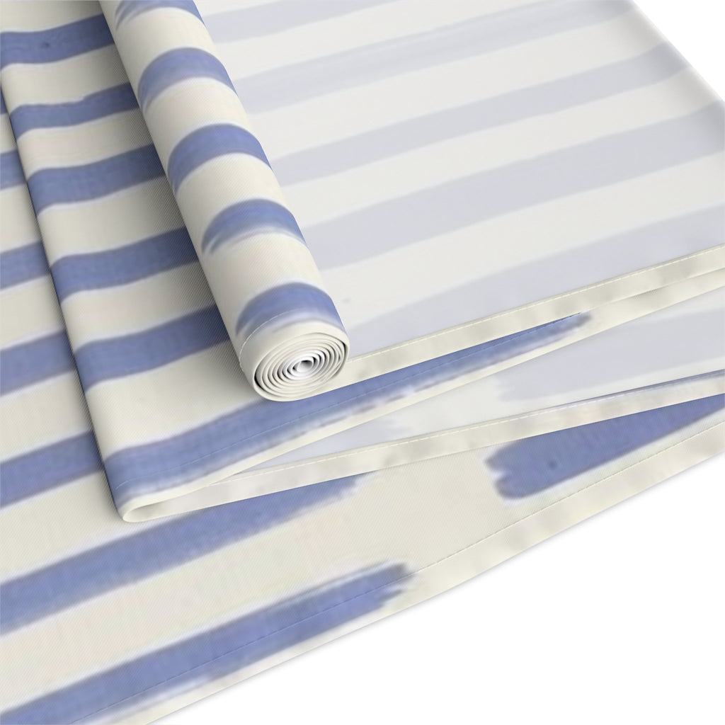 Blue Brushstroke Table Runner — Modern Cotton-Poly Dining Accent