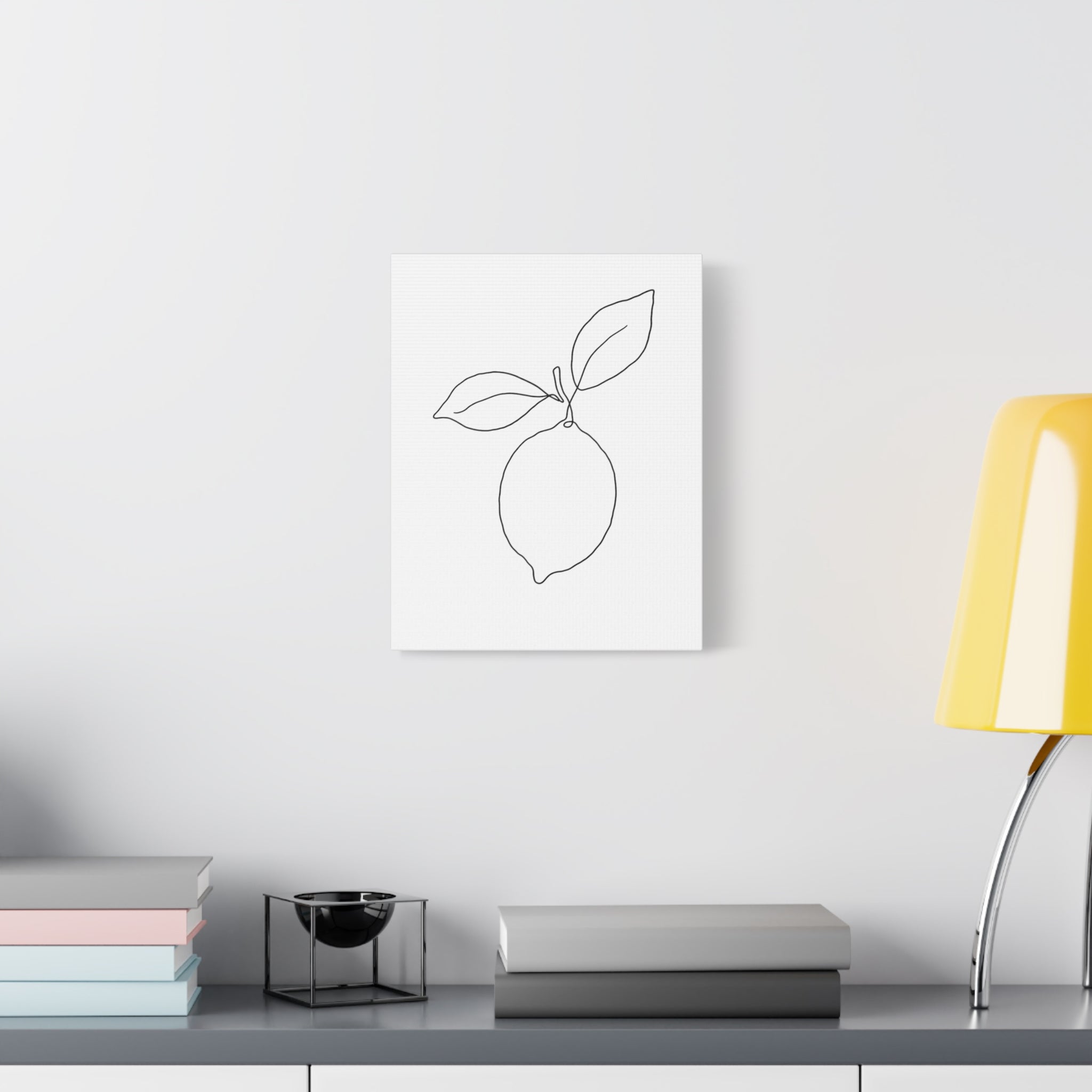 Lemon Line Art Canvas Print — Minimal Botanical Wall Art