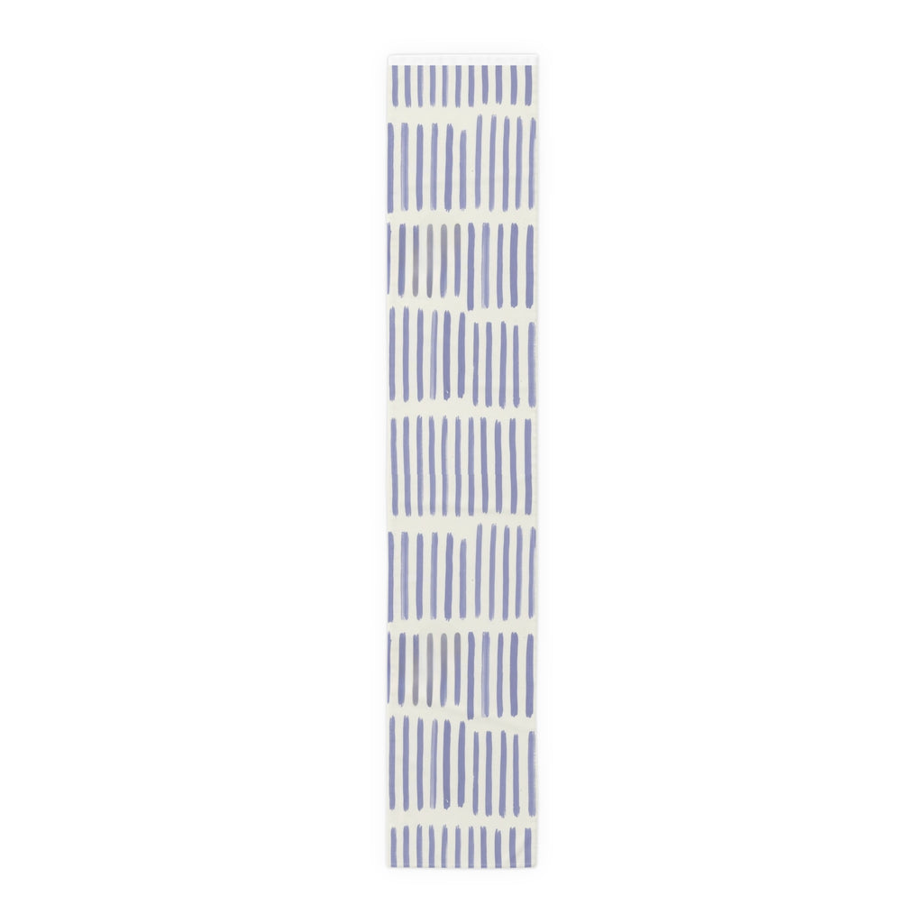 Blue Brushstroke Table Runner — Modern Cotton-Poly Dining Accent