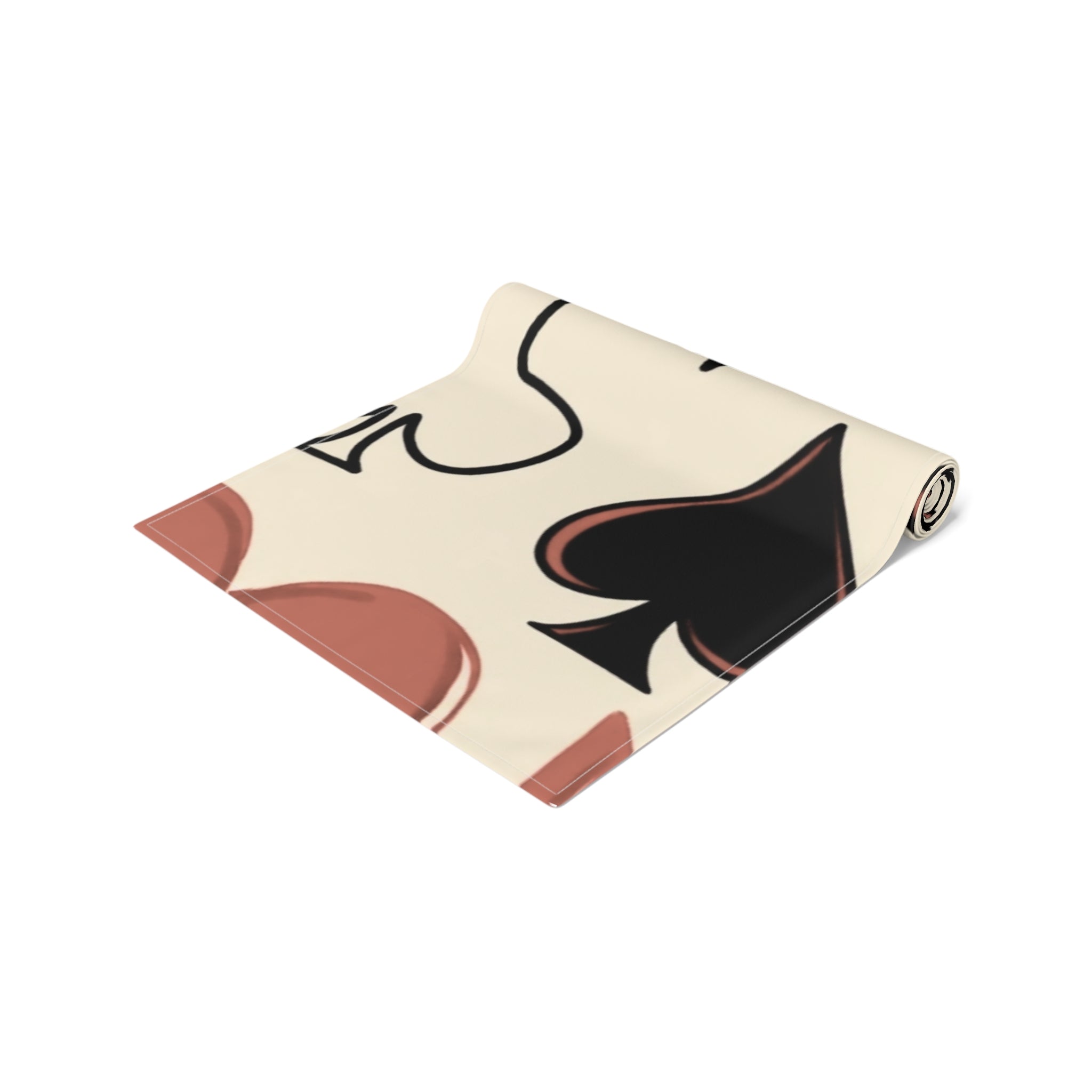 Card Suits Table Runner — Hearts & Spades Repeating Pattern Cotton-Poly Runner
