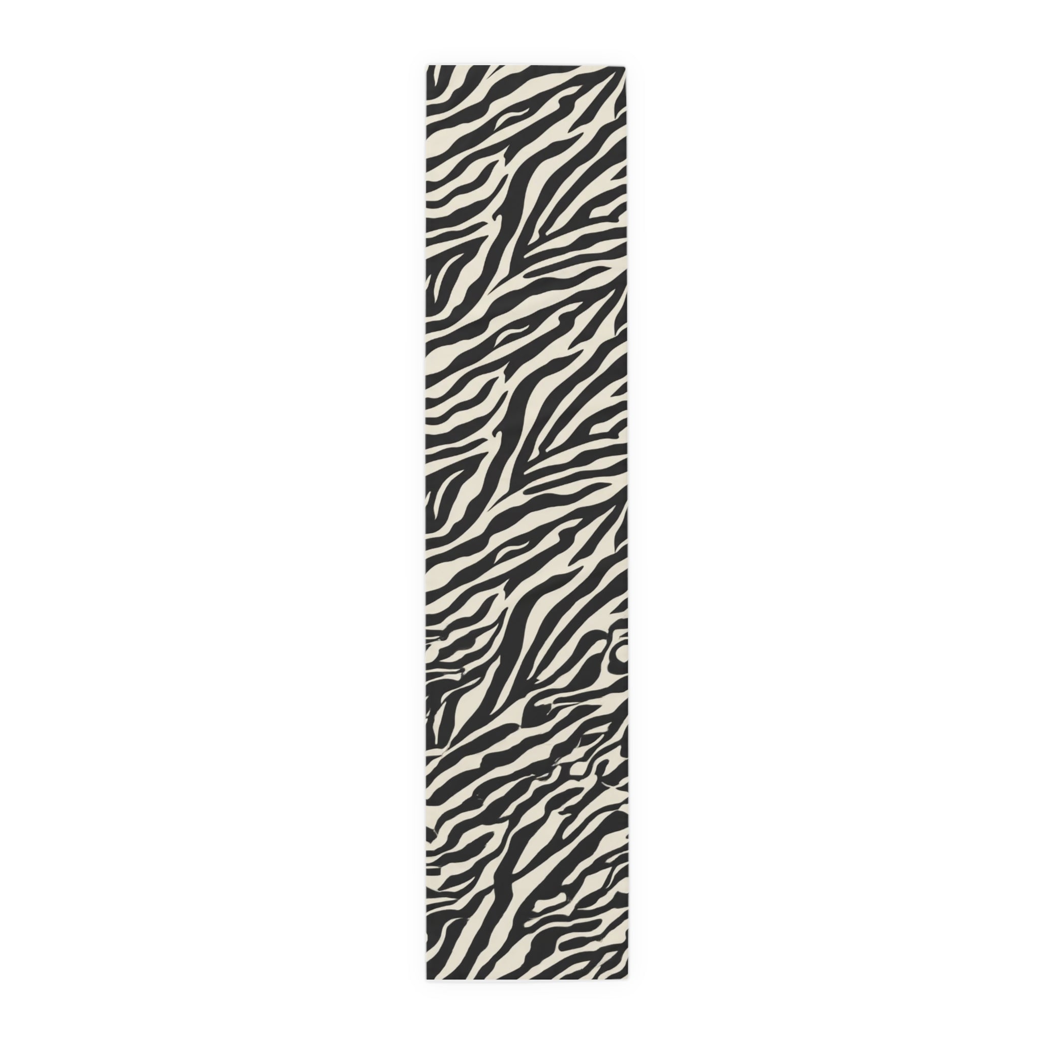 Zebra Print Table Runner — Black & White Animal Stripe Dining Decor