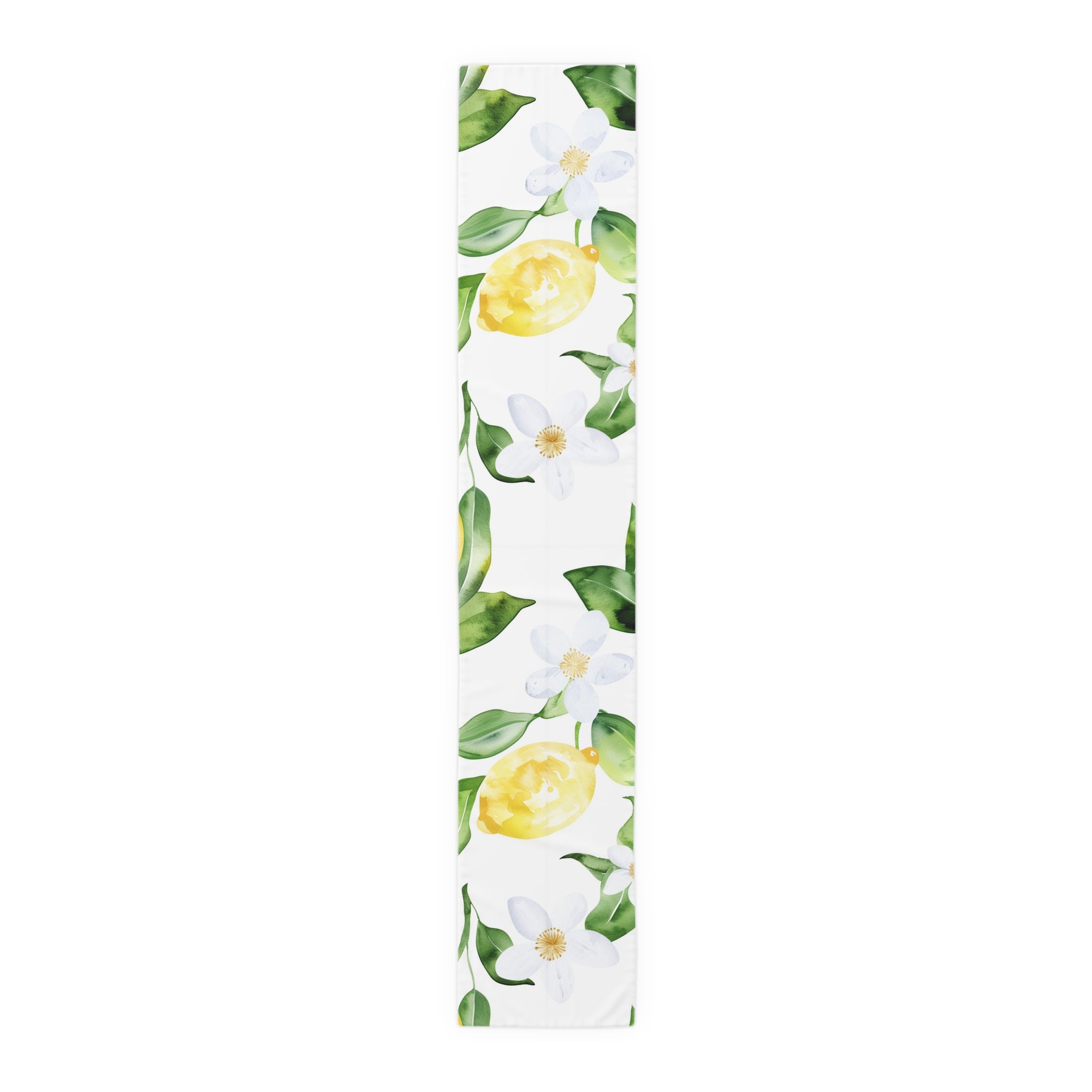 Lemon Blossom Table Runner — Citrus Floral Cotton-Poly Decor