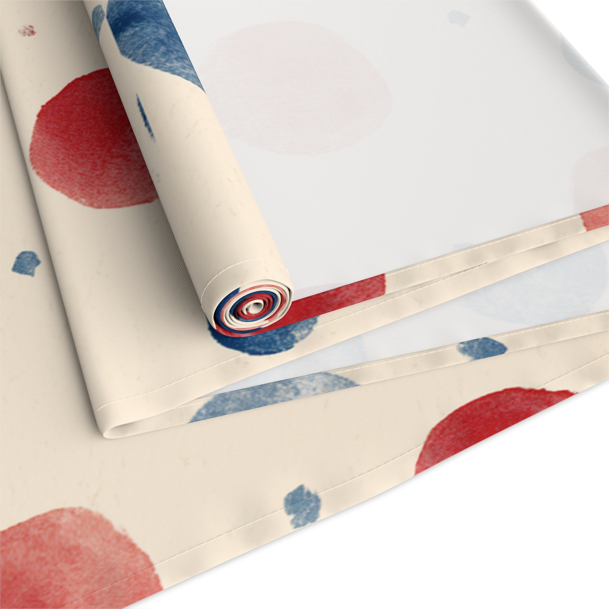 Watercolor Dot Table Runner — Neutral Blush & Navy Cotton-Poly Table Decor
