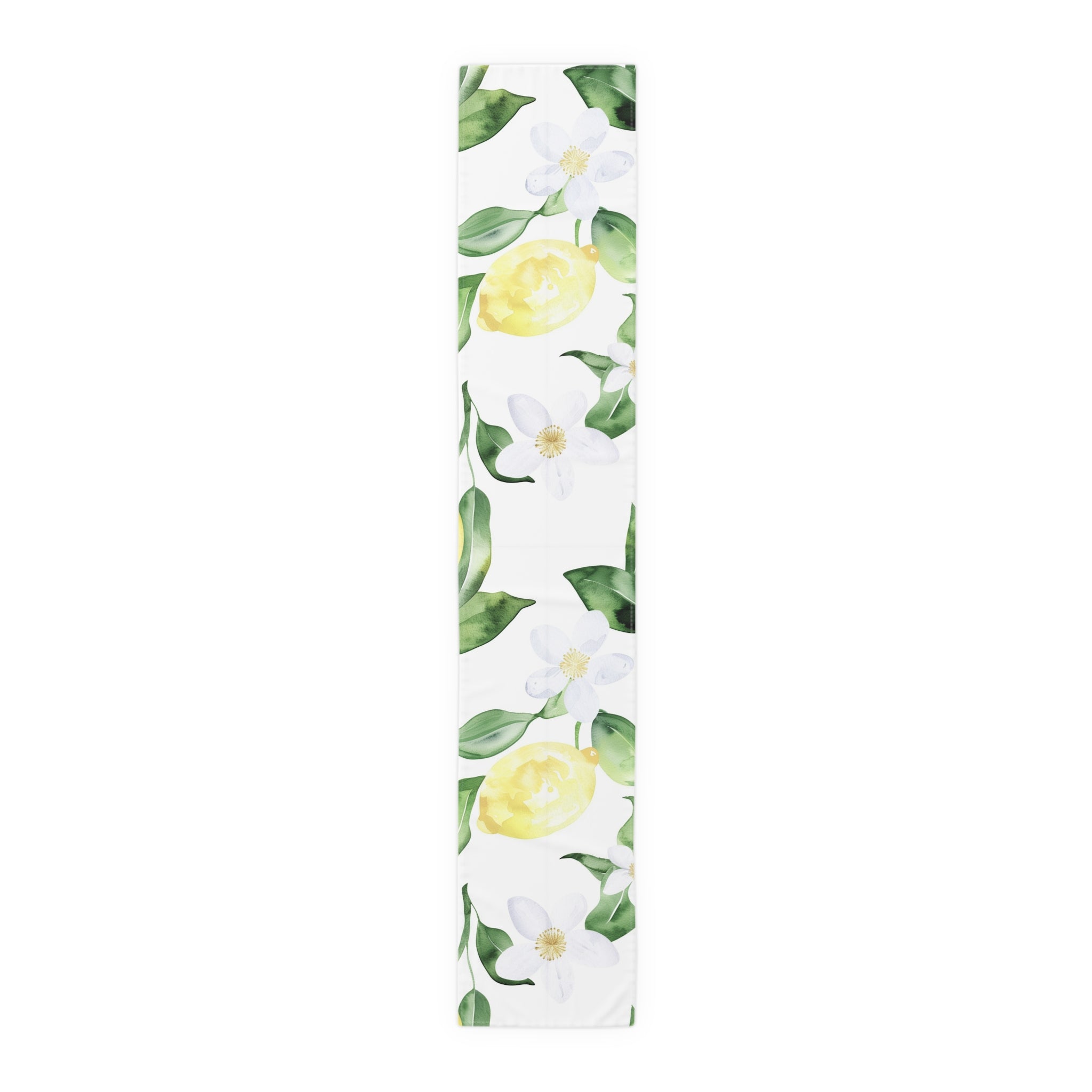 Lemon Blossom Table Runner — Citrus Floral Cotton-Poly Decor