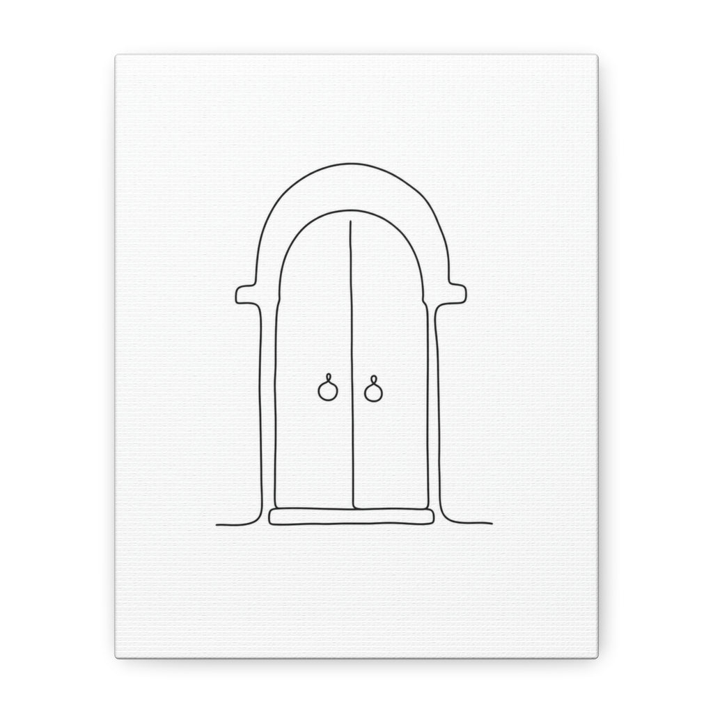 Minimalist Arched Door Line Art Canvas Print — Matte Stretched Wall Decor