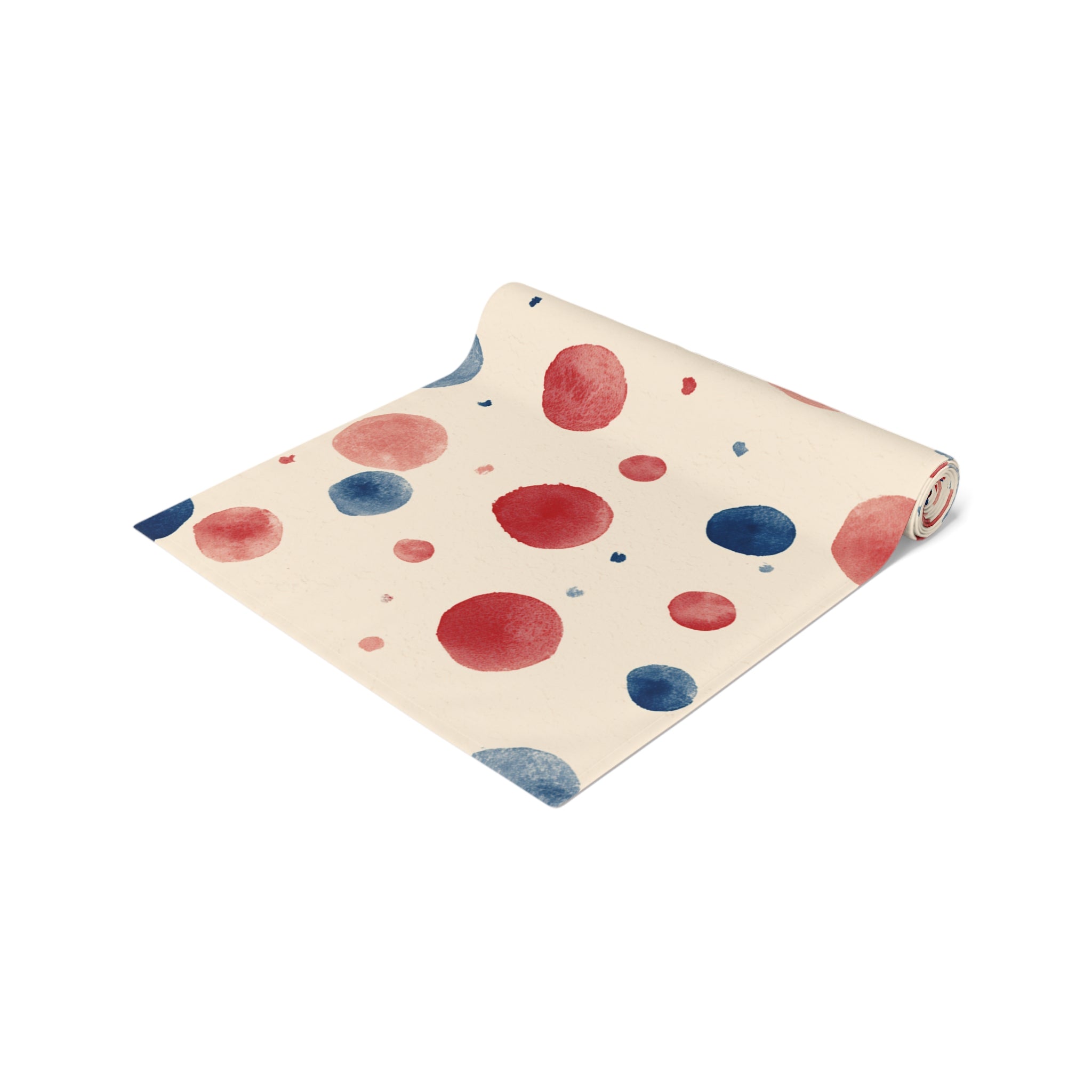 Watercolor Dot Table Runner — Neutral Blush & Navy Cotton-Poly Table Decor