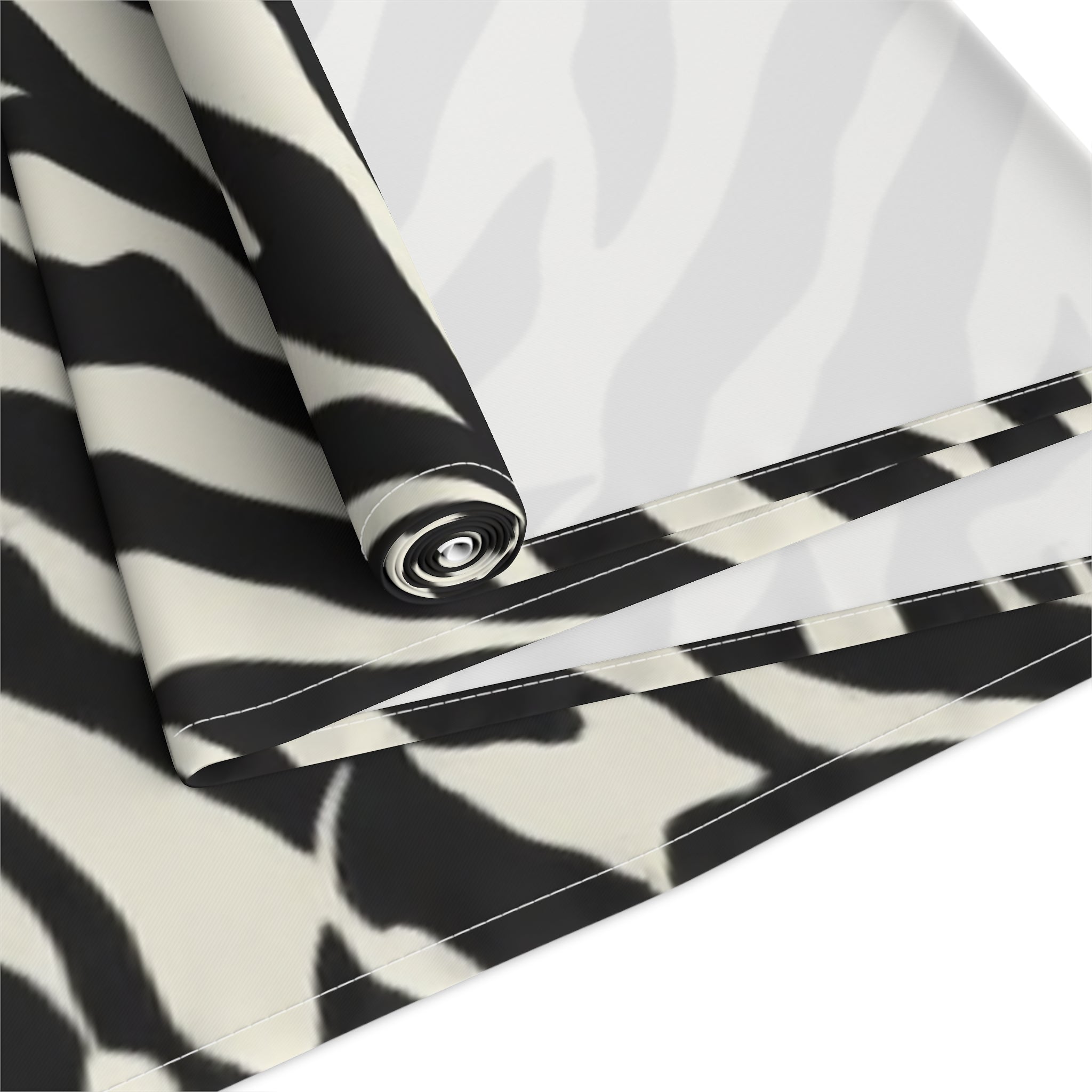 Zebra Print Table Runner — Black & White Animal Stripe Dining Decor