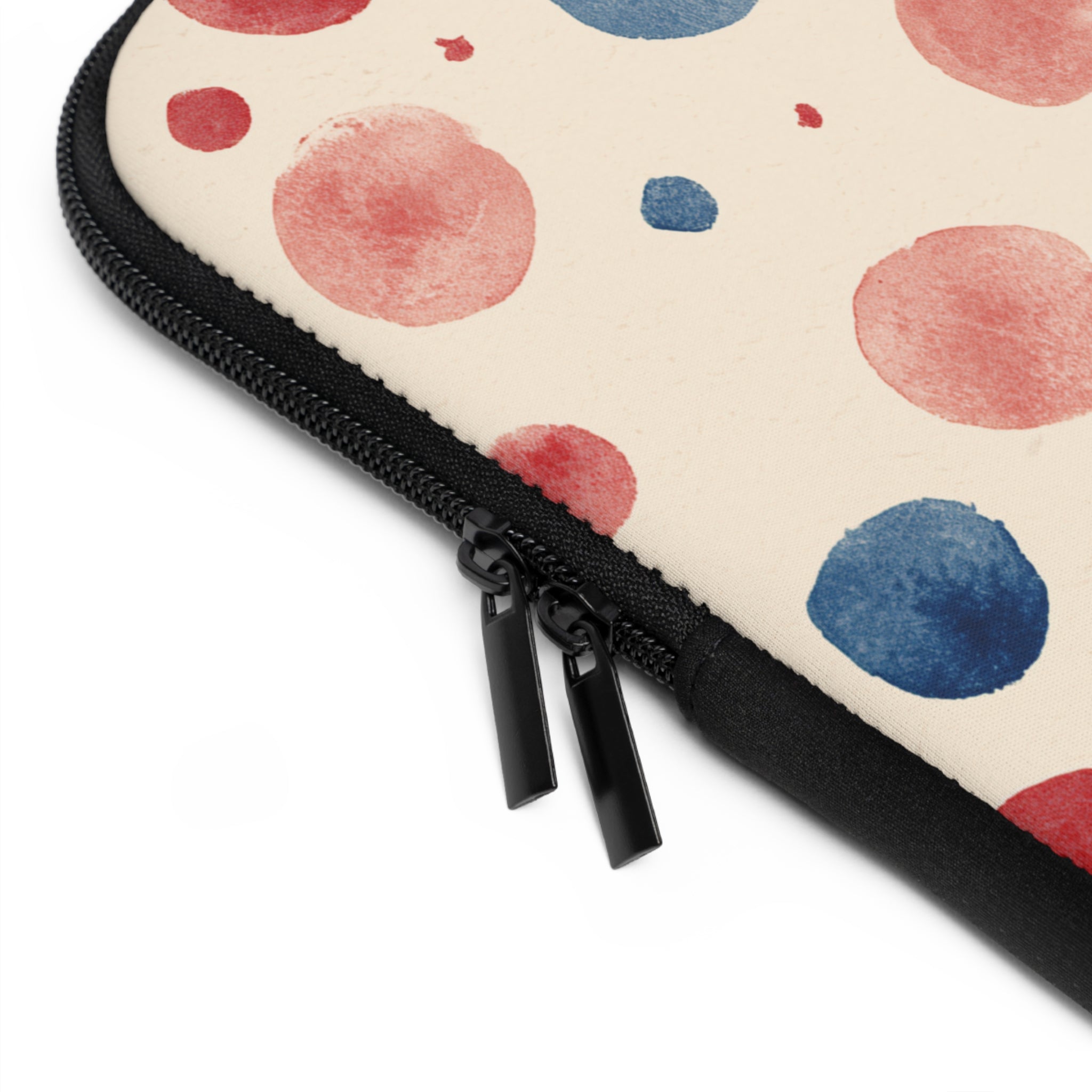 Watercolor Polka Dot Laptop Sleeve – Red & Blue Dots on Cream