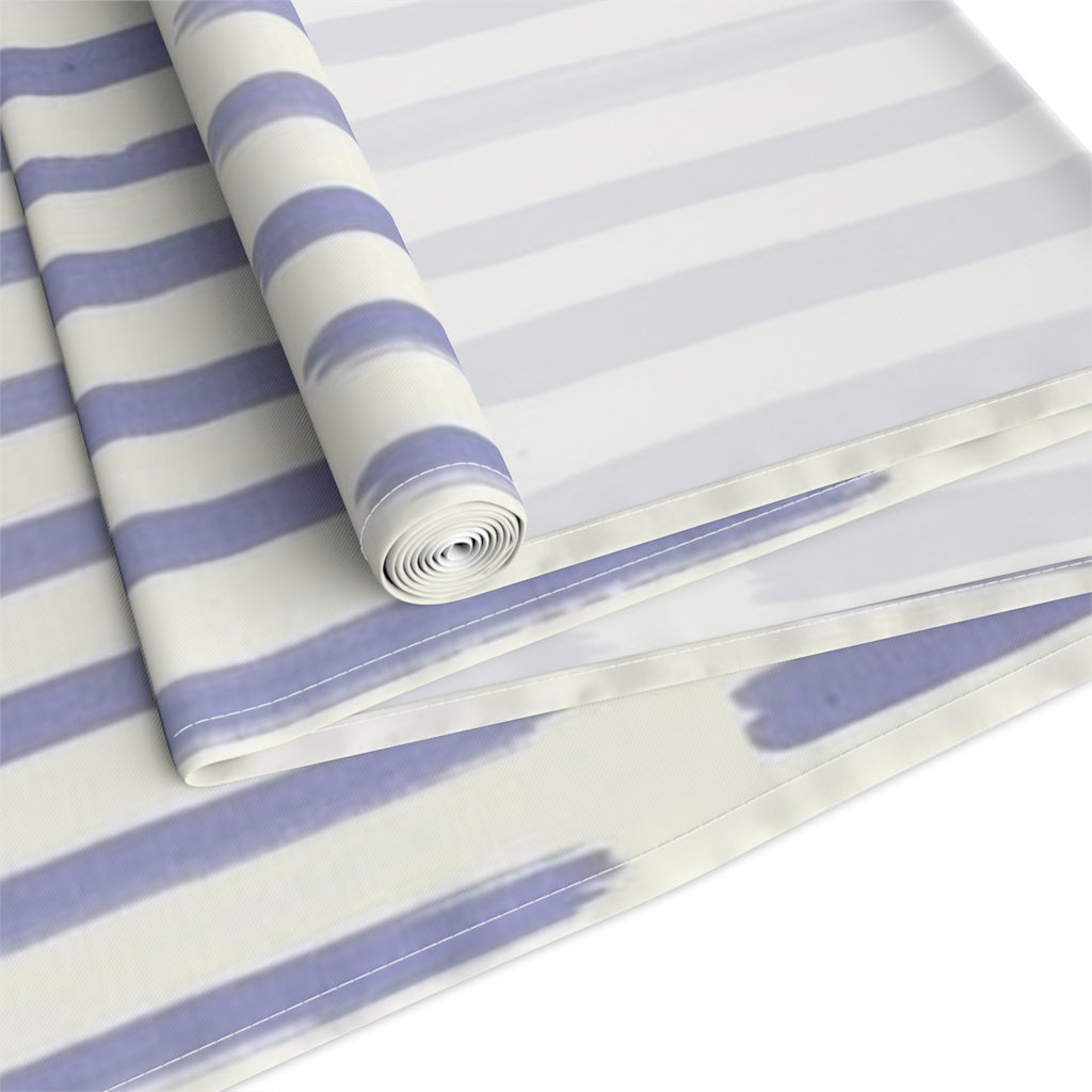 Blue Brushstroke Table Runner — Modern Cotton-Poly Dining Accent